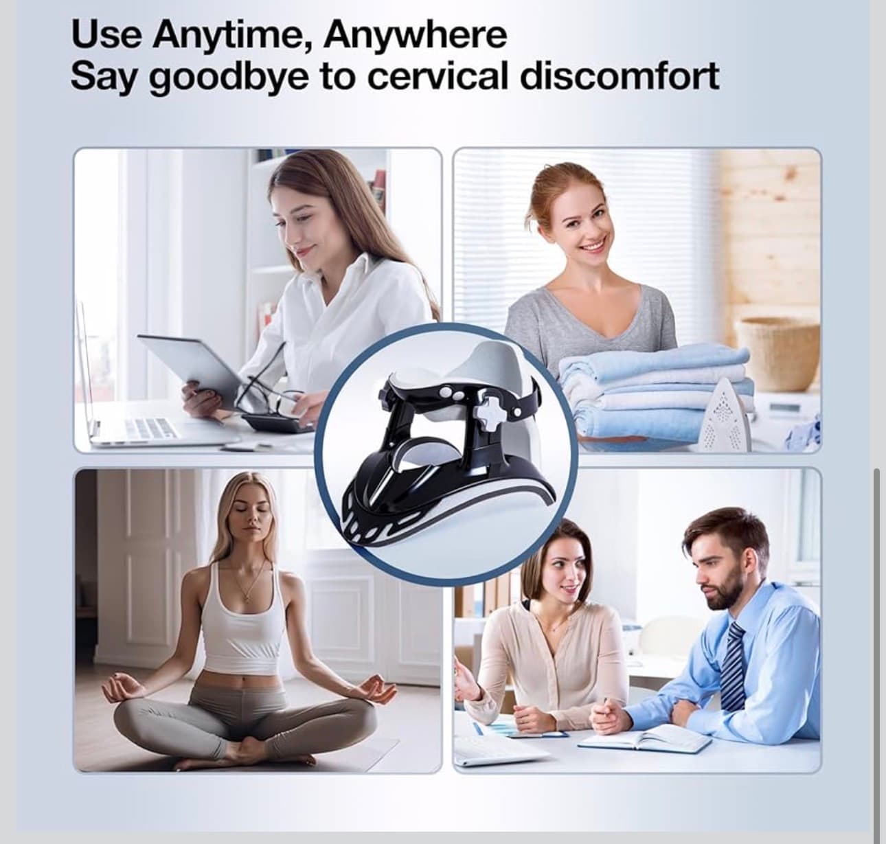 Neck Stretcher Cervical Traction, Adjustable Neck Traction Device, Neck & Shoulder Pain Relief, Neck Brace for Improved Spine Alignment, Used for Home, Office, Outdoor (Black) - Thumbnail 9