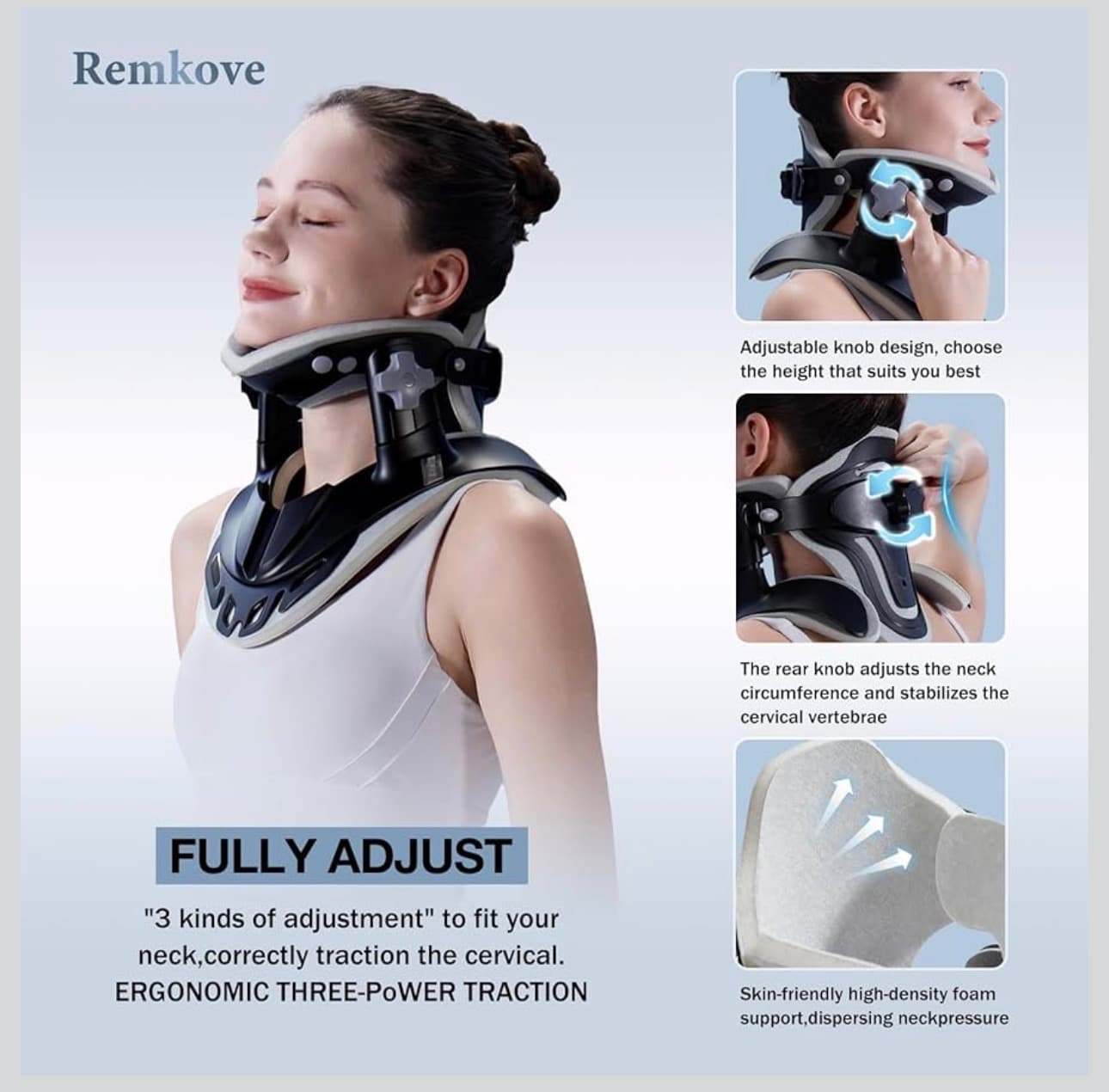 Neck Stretcher Cervical Traction, Adjustable Neck Traction Device, Neck & Shoulder Pain Relief, Neck Brace for Improved Spine Alignment, Used for Home, Office, Outdoor (Black) - Thumbnail 12