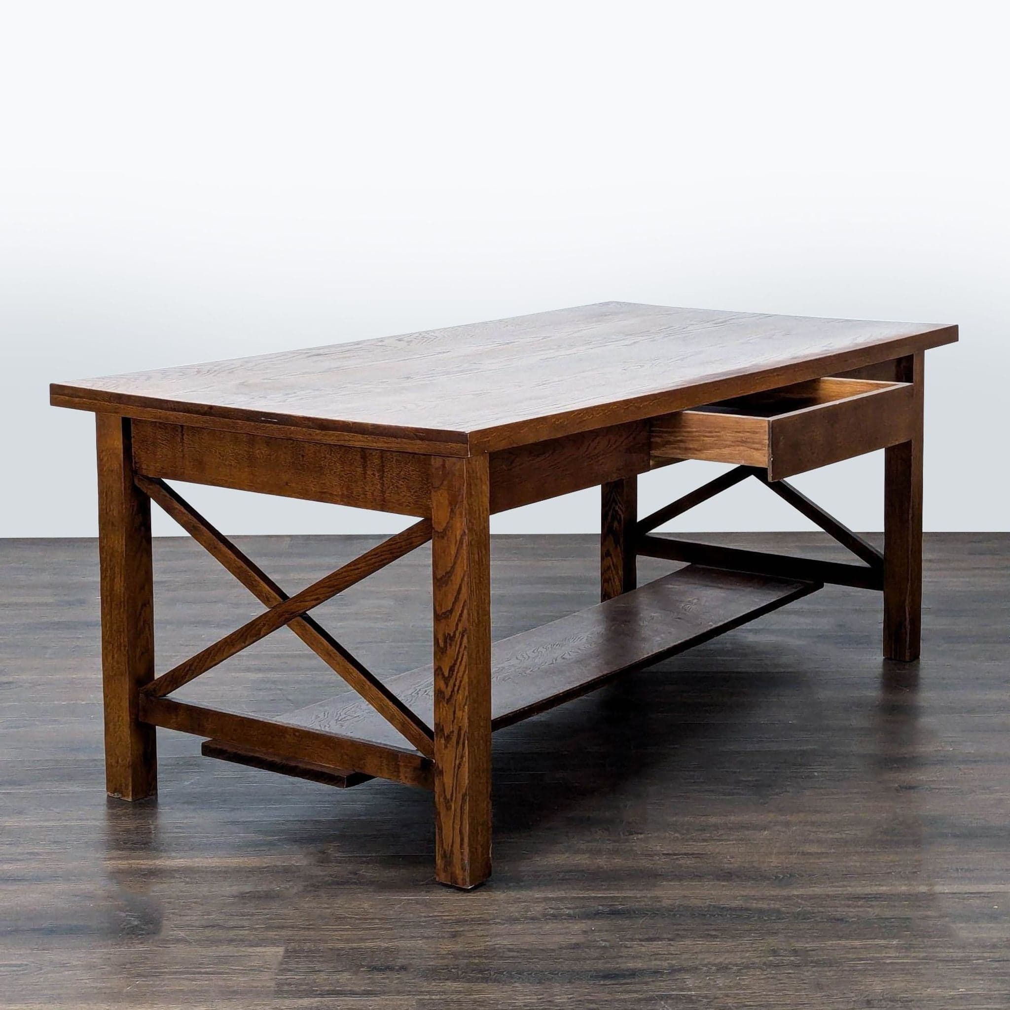 One Drawer Oak Dining Table - Thumbnail 3
