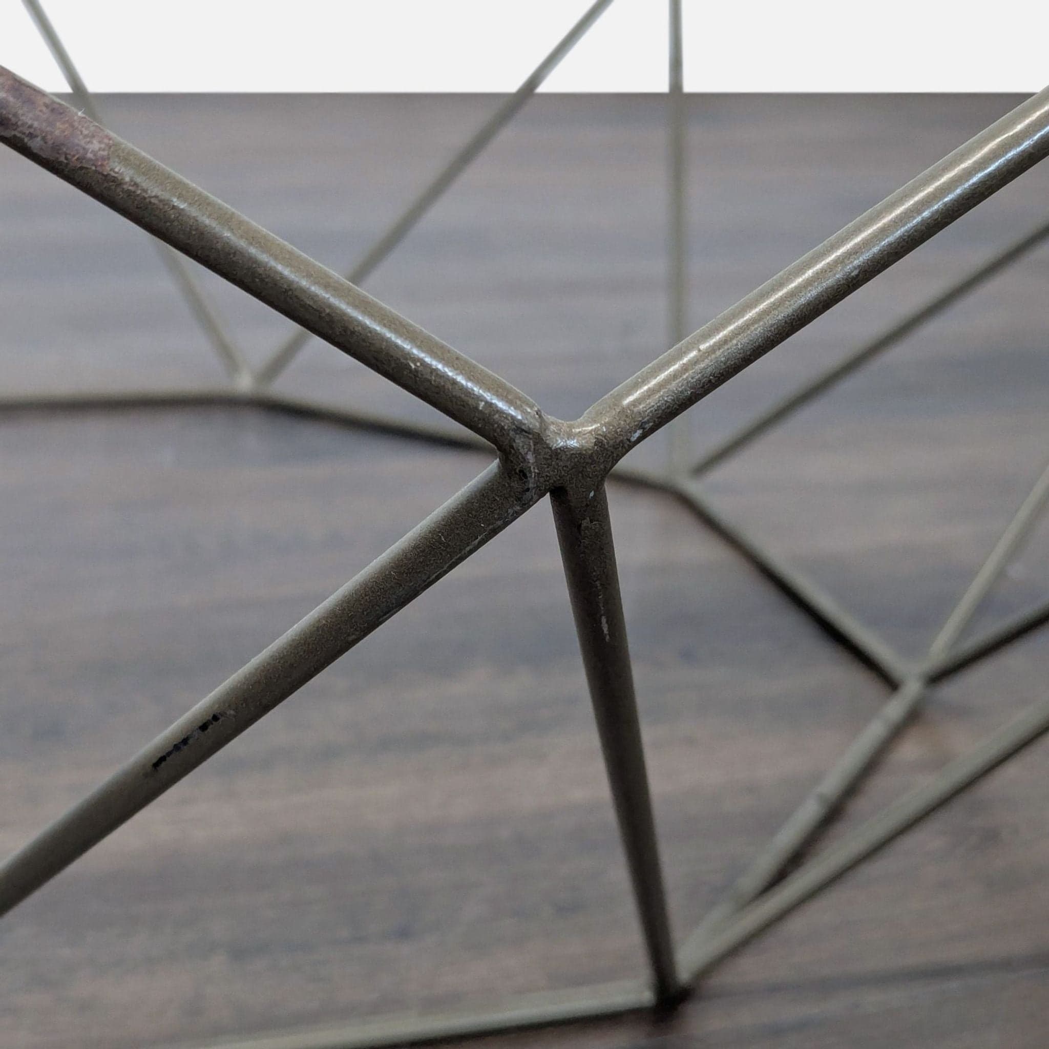 Glass Top Octagon Coffee Table on Metal Geometric Base - Thumbnail 2