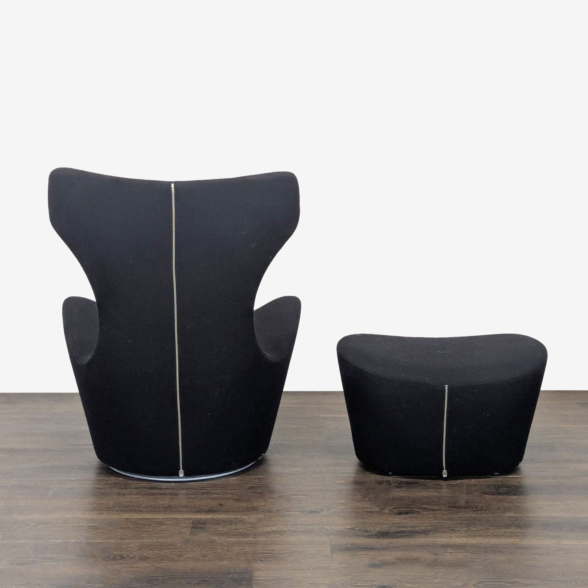 B&B Italia Grande Papilio Black Lounge Chair with Ottoman Set - Thumbnail 6