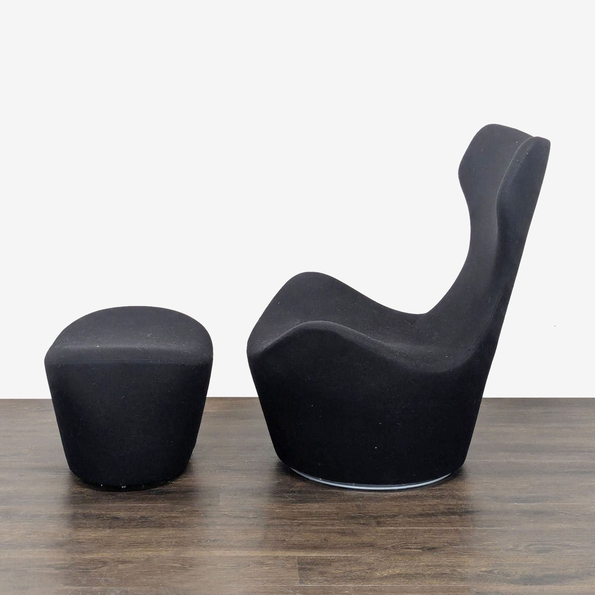 B&B Italia Grande Papilio Black Lounge Chair with Ottoman Set - Thumbnail 5