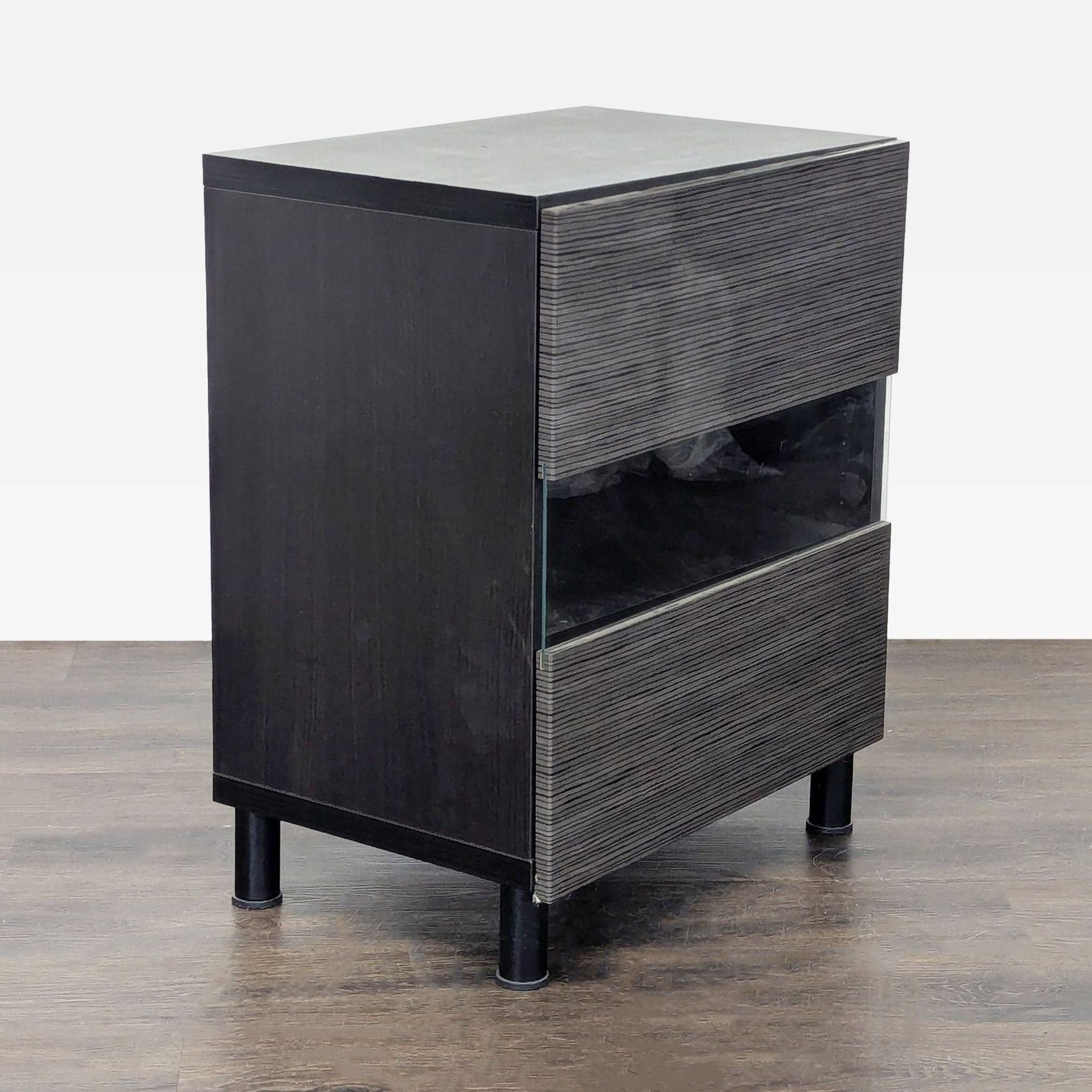Three Shelf Nightstand with Cabinet Doors - Thumbnail 3