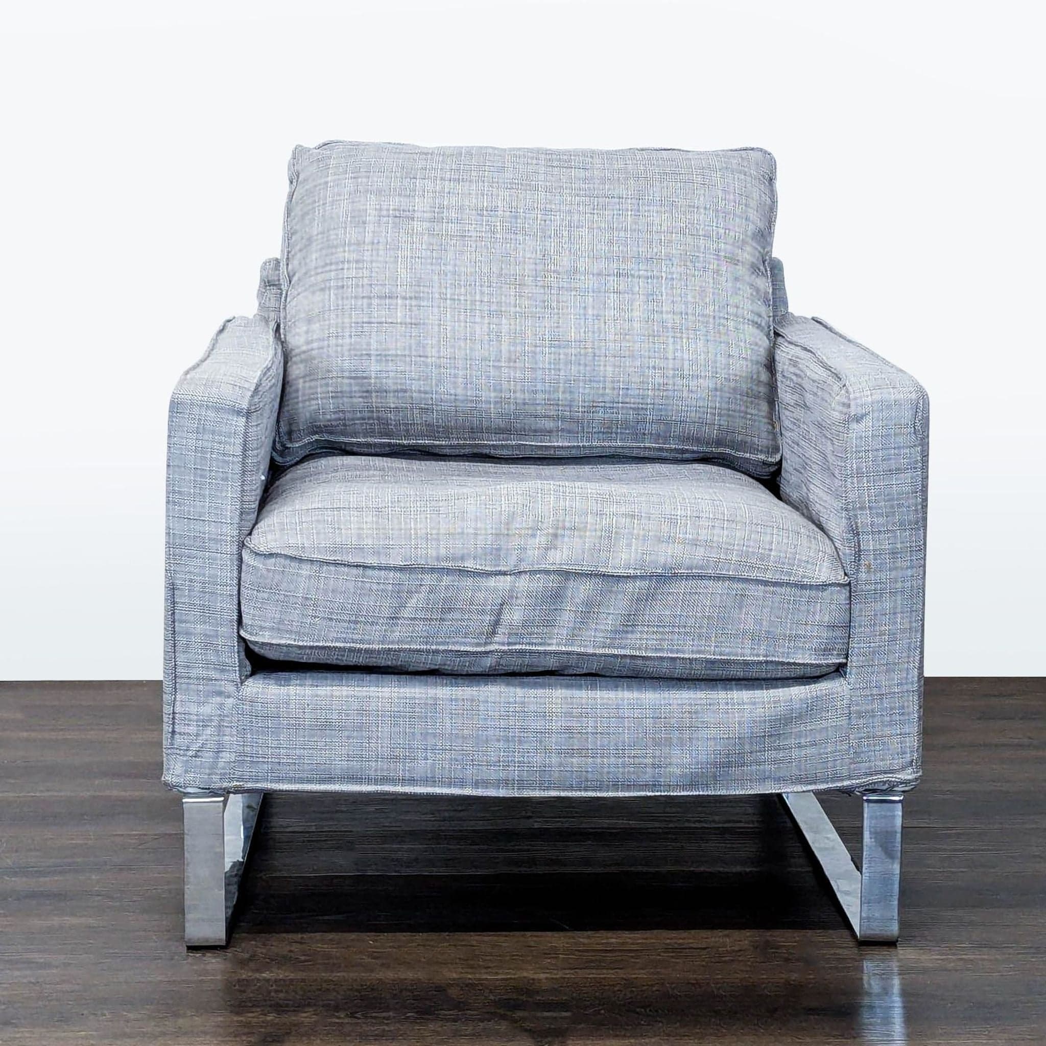 Ikea Lounge Chair with Metal Legs - Modern Gray Fabric