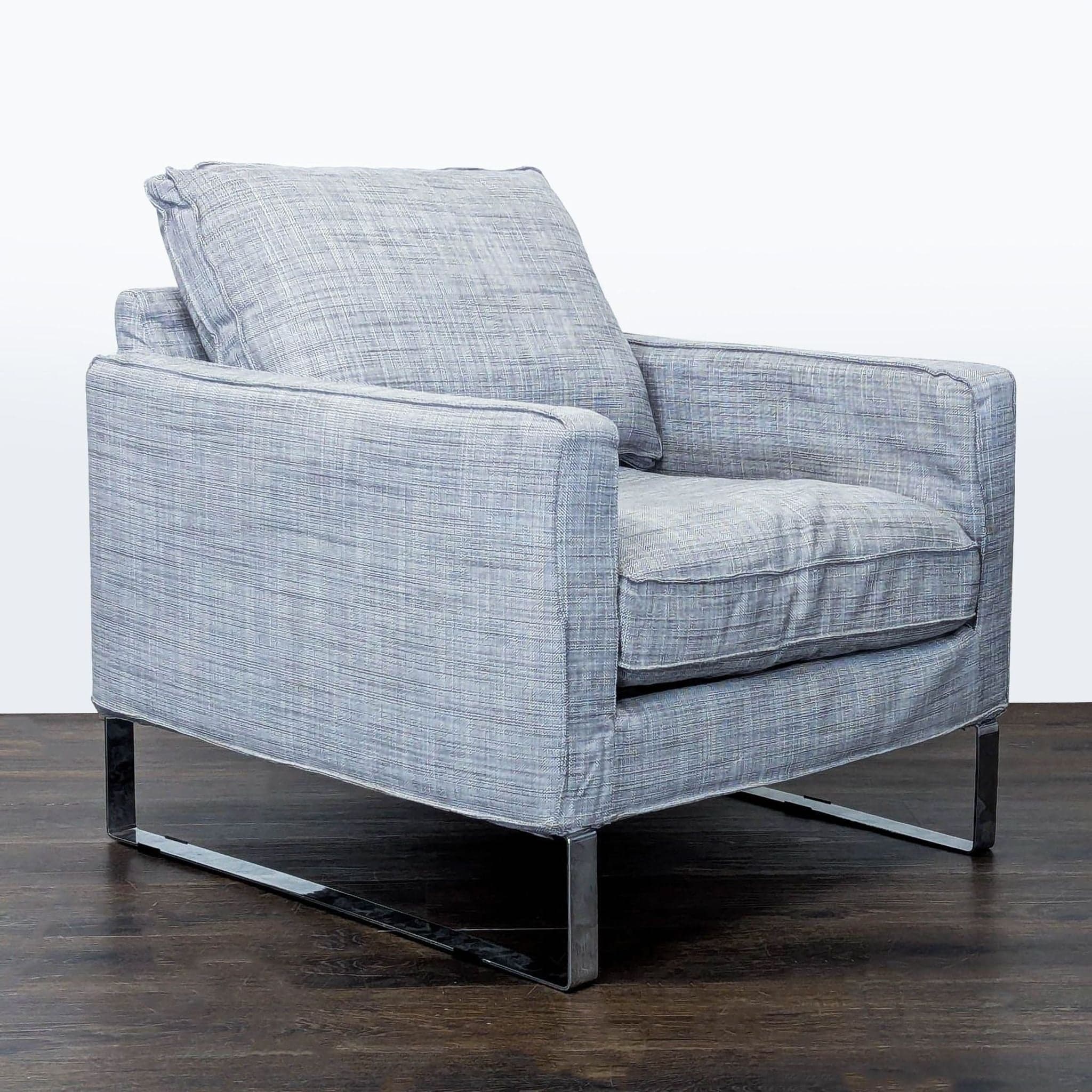 Ikea Lounge Chair with Metal Legs - Modern Gray Fabric - Thumbnail 2