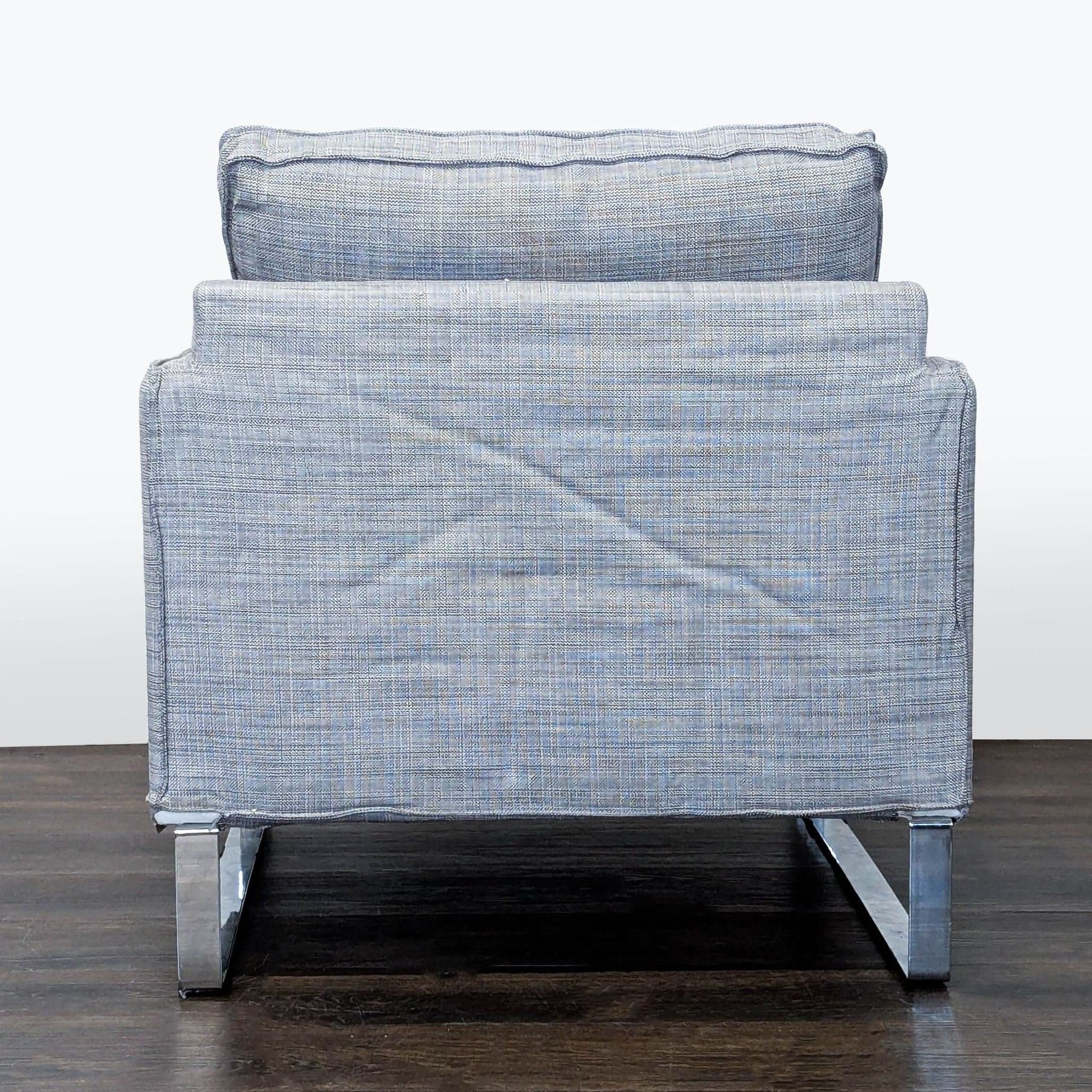 Ikea Lounge Chair with Metal Legs - Modern Gray Fabric - Thumbnail 4