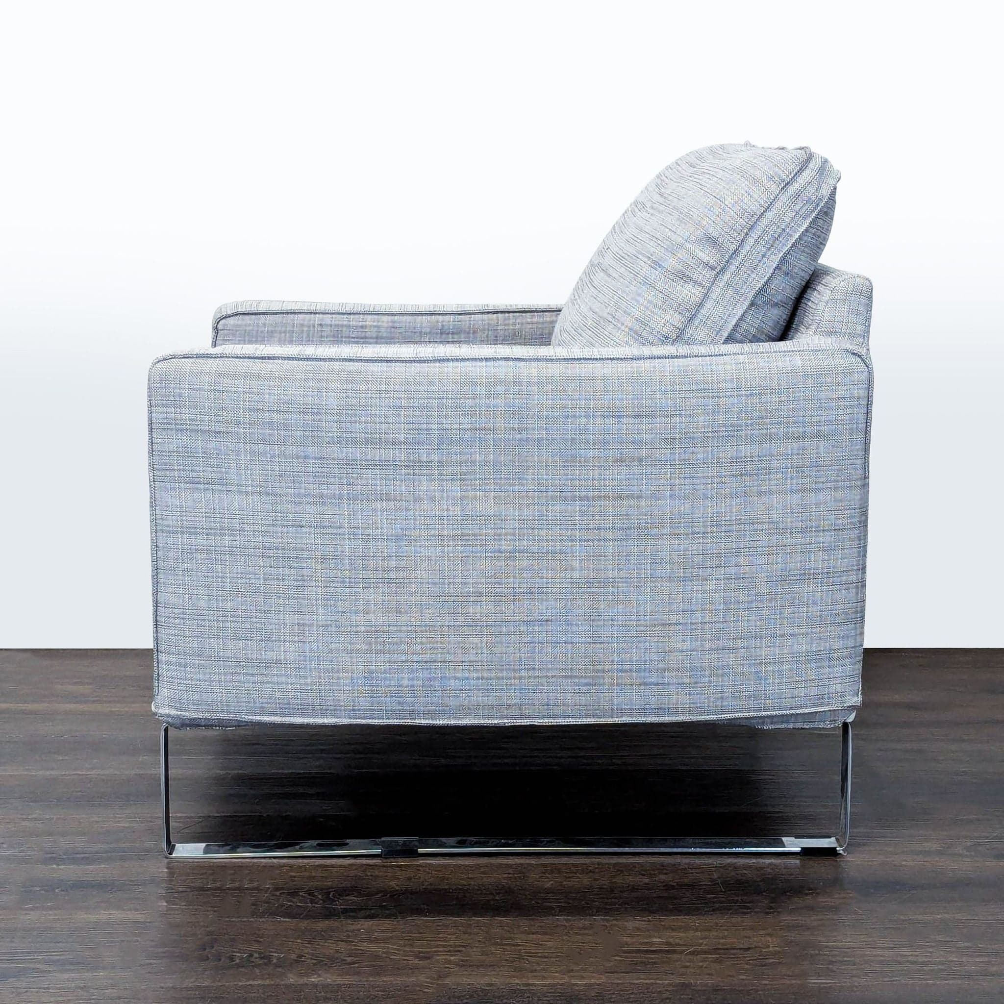 Ikea Lounge Chair with Metal Legs - Modern Gray Fabric - Thumbnail 5
