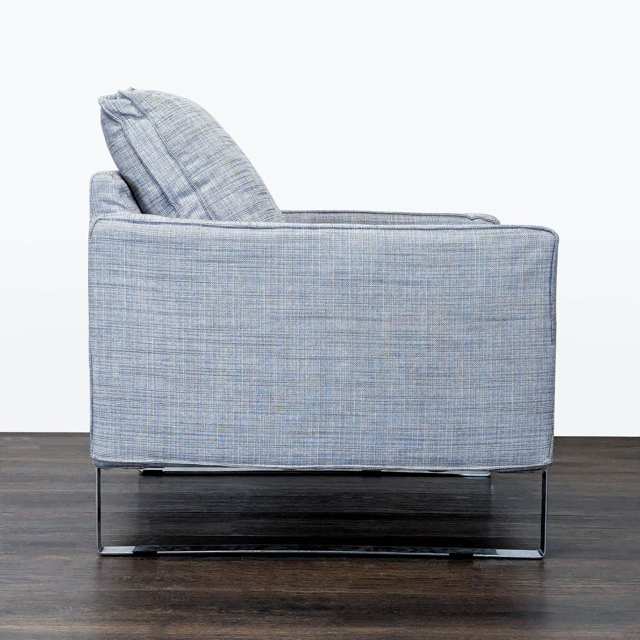 Ikea Lounge Chair with Metal Legs - Modern Gray Fabric - Thumbnail 3