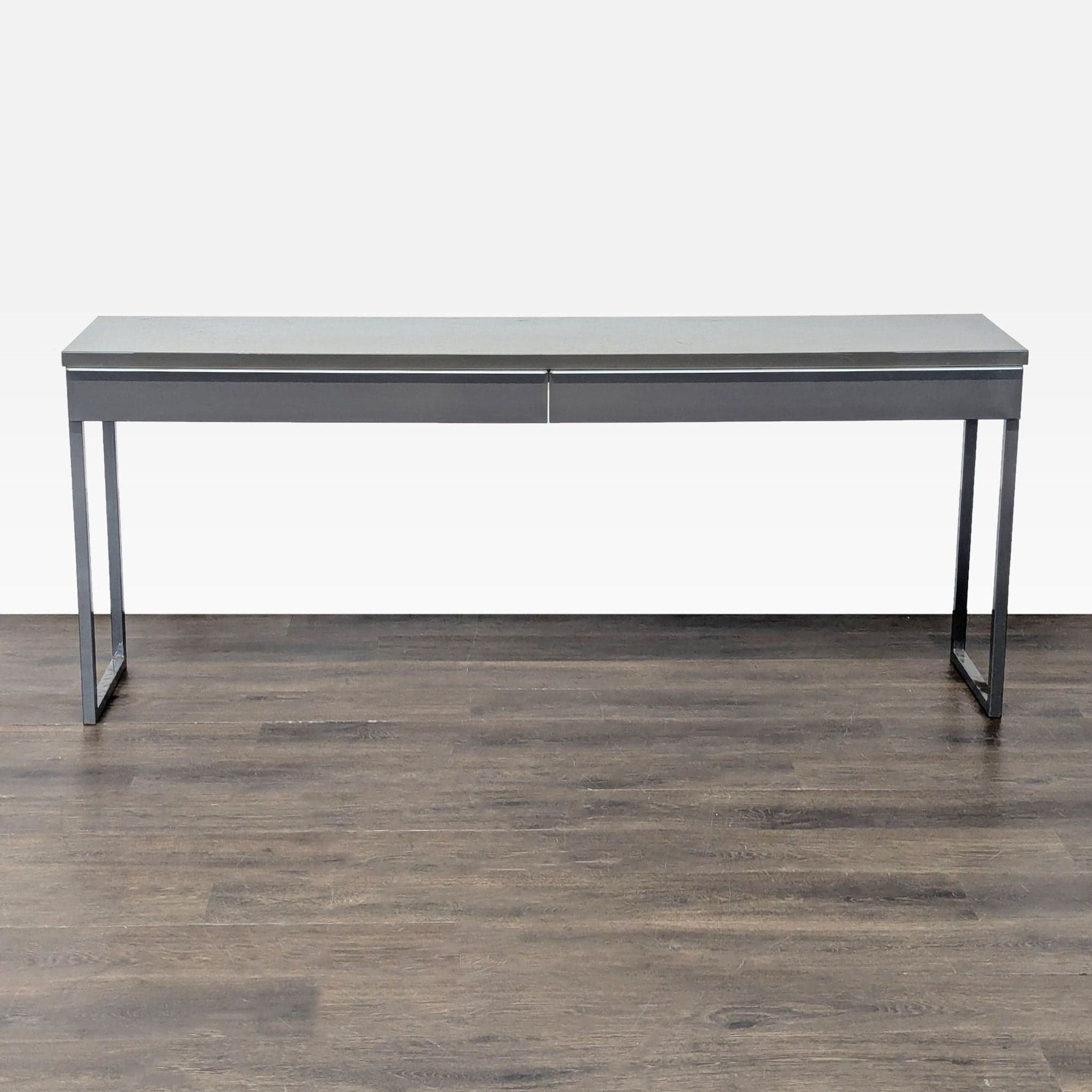 Ikea Bestå Modern Gray Desk with Metal Frame and Dual Drawers