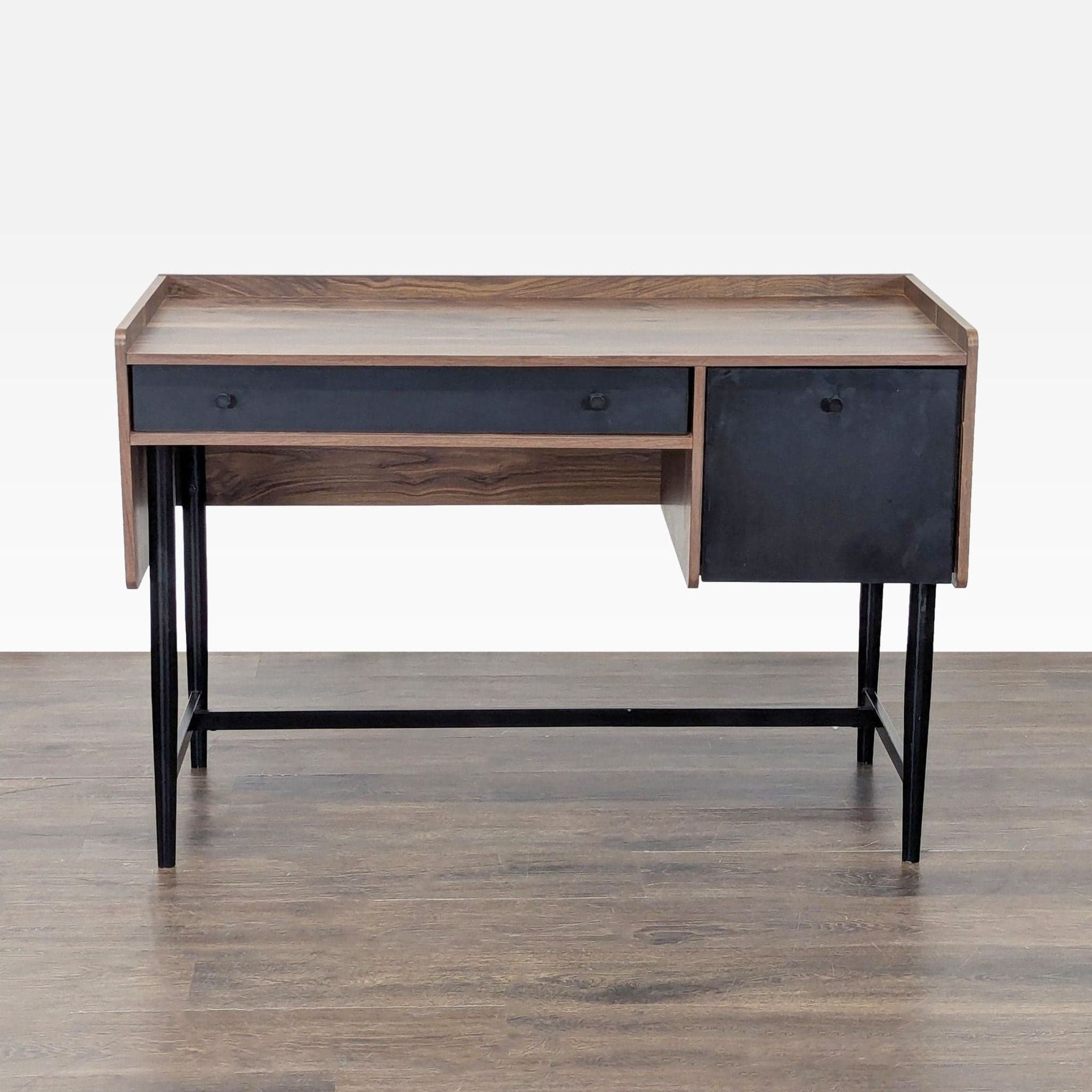 Sauder Modern Two-Tone Desk with Drawer and Cabinet Storage