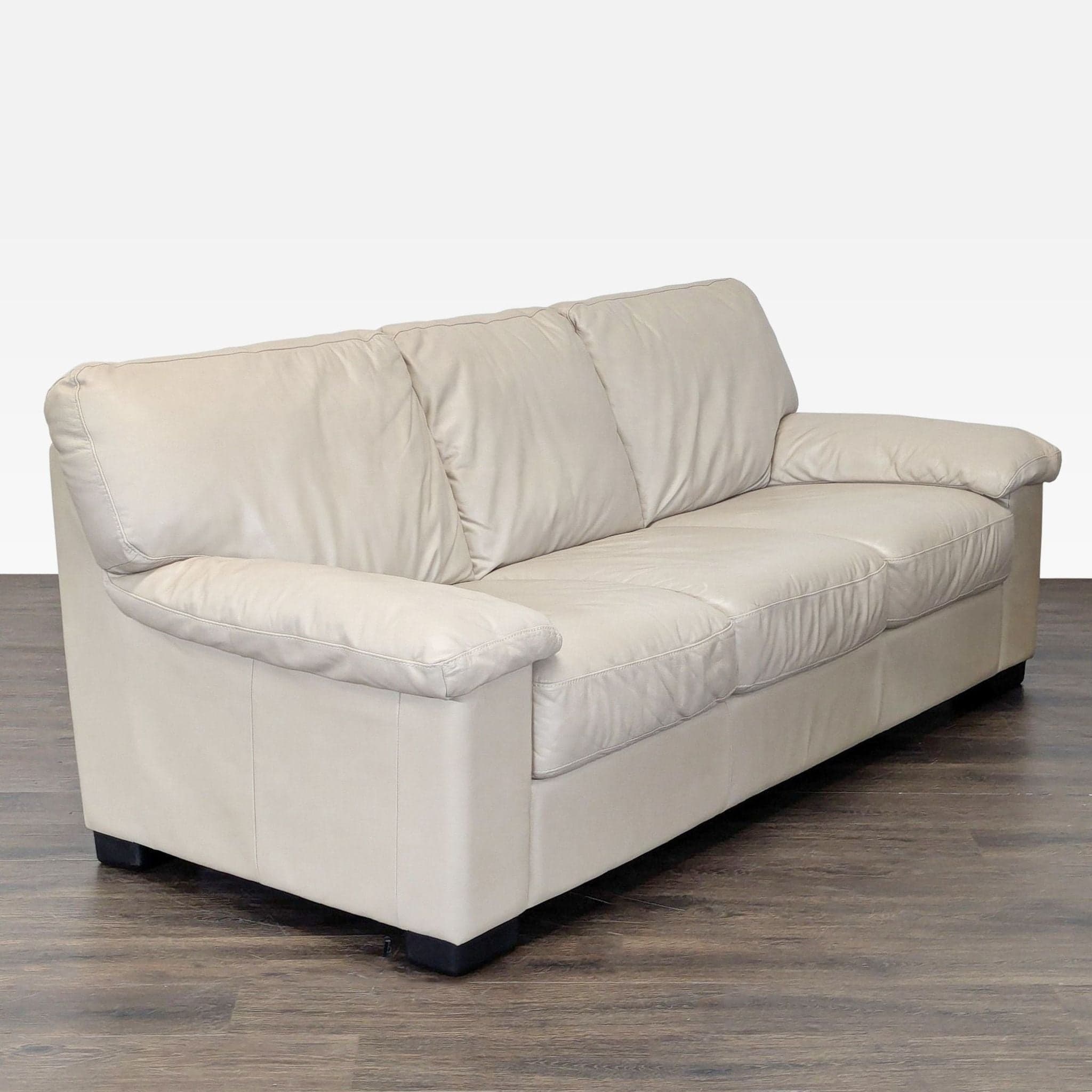 Italsofa 3-Seat Sofa in Beige Leather - Thumbnail 2