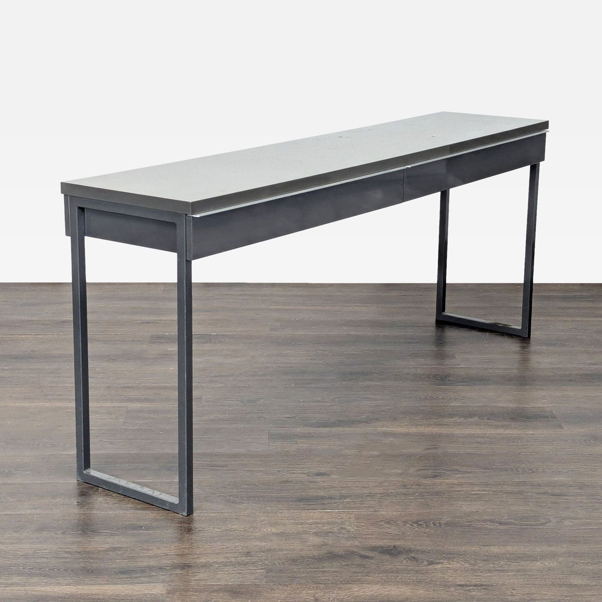 Ikea Bestå Modern Gray Desk with Metal Frame and Dual Drawers - Thumbnail 3