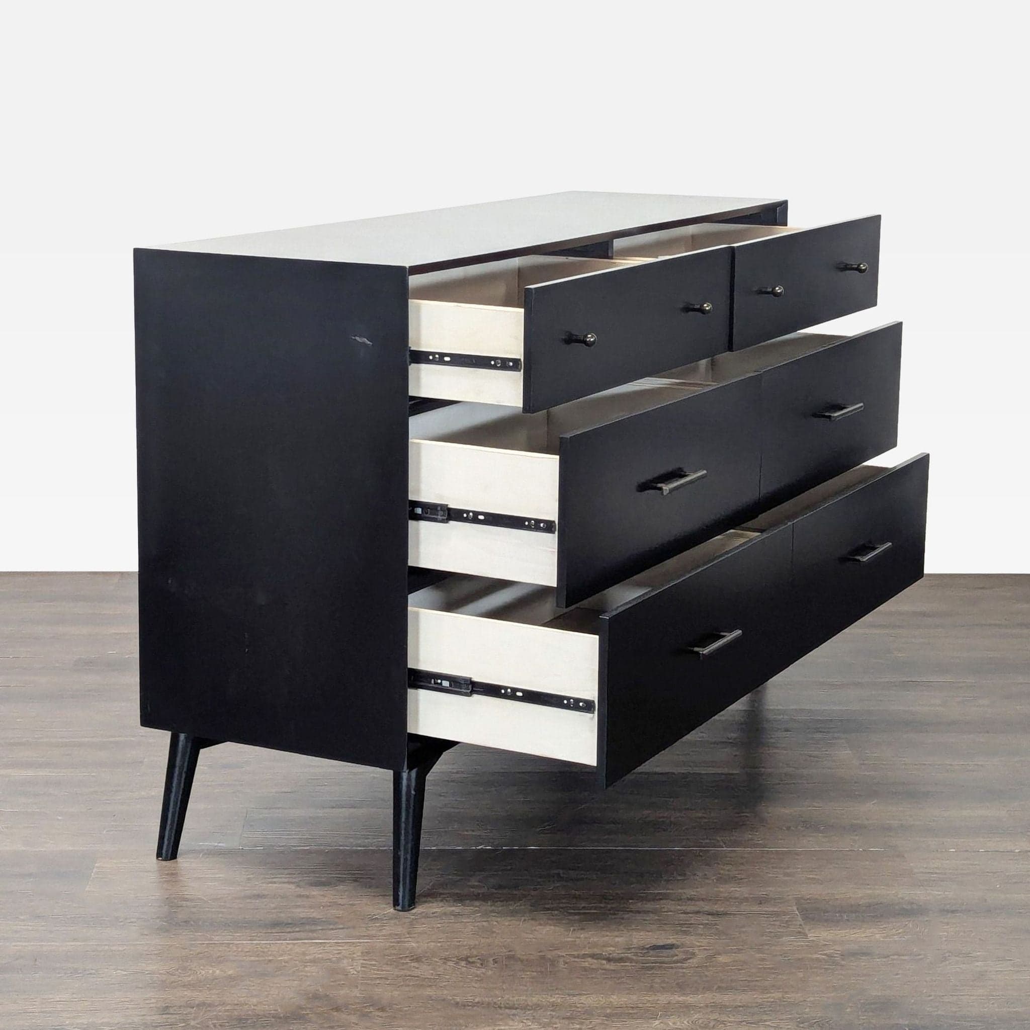 Living Spaces Modern Black 6-Drawer Dresser with Metal Handles - Thumbnail 2