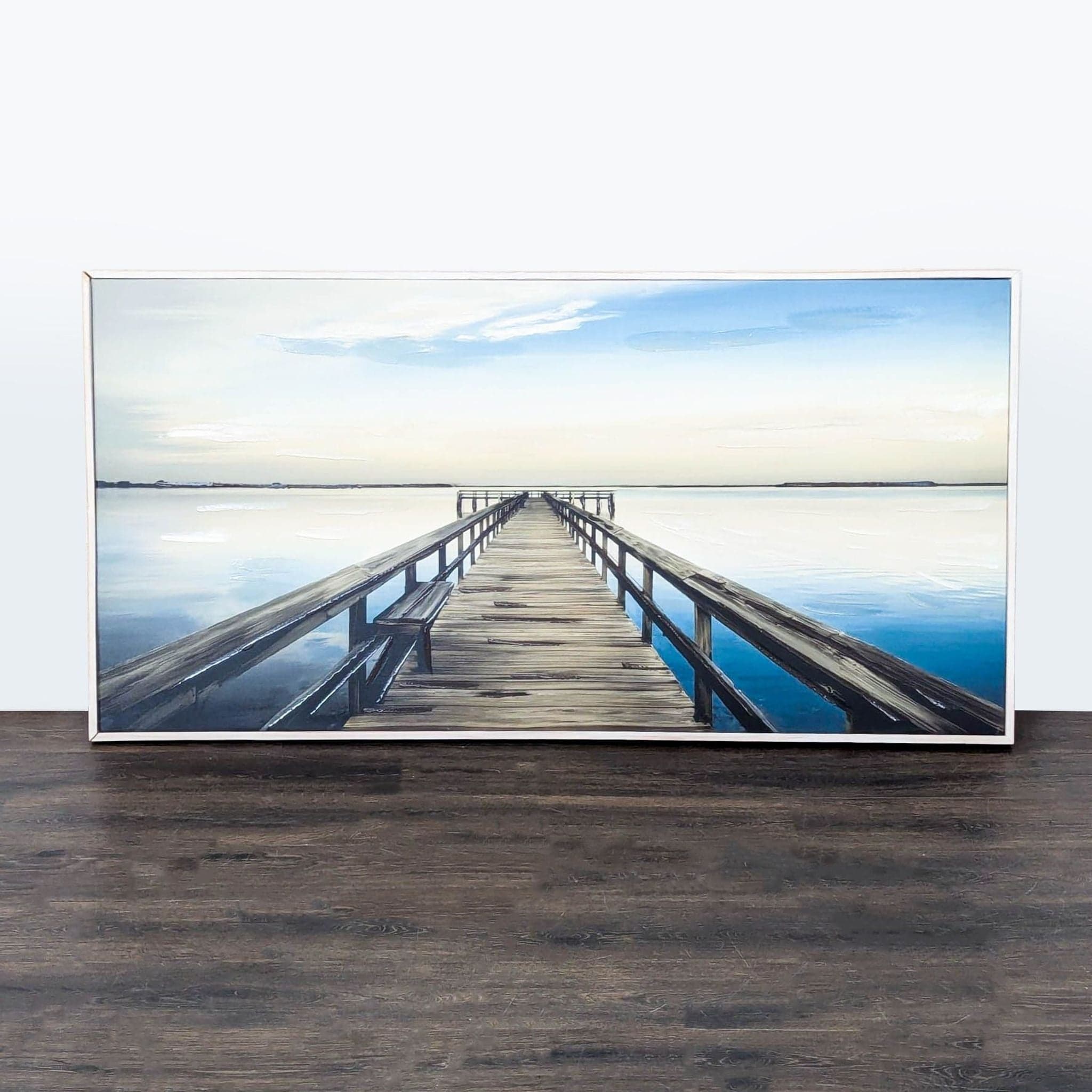 Seaside Pier Acrylic Painting on Canvas with Textured Details