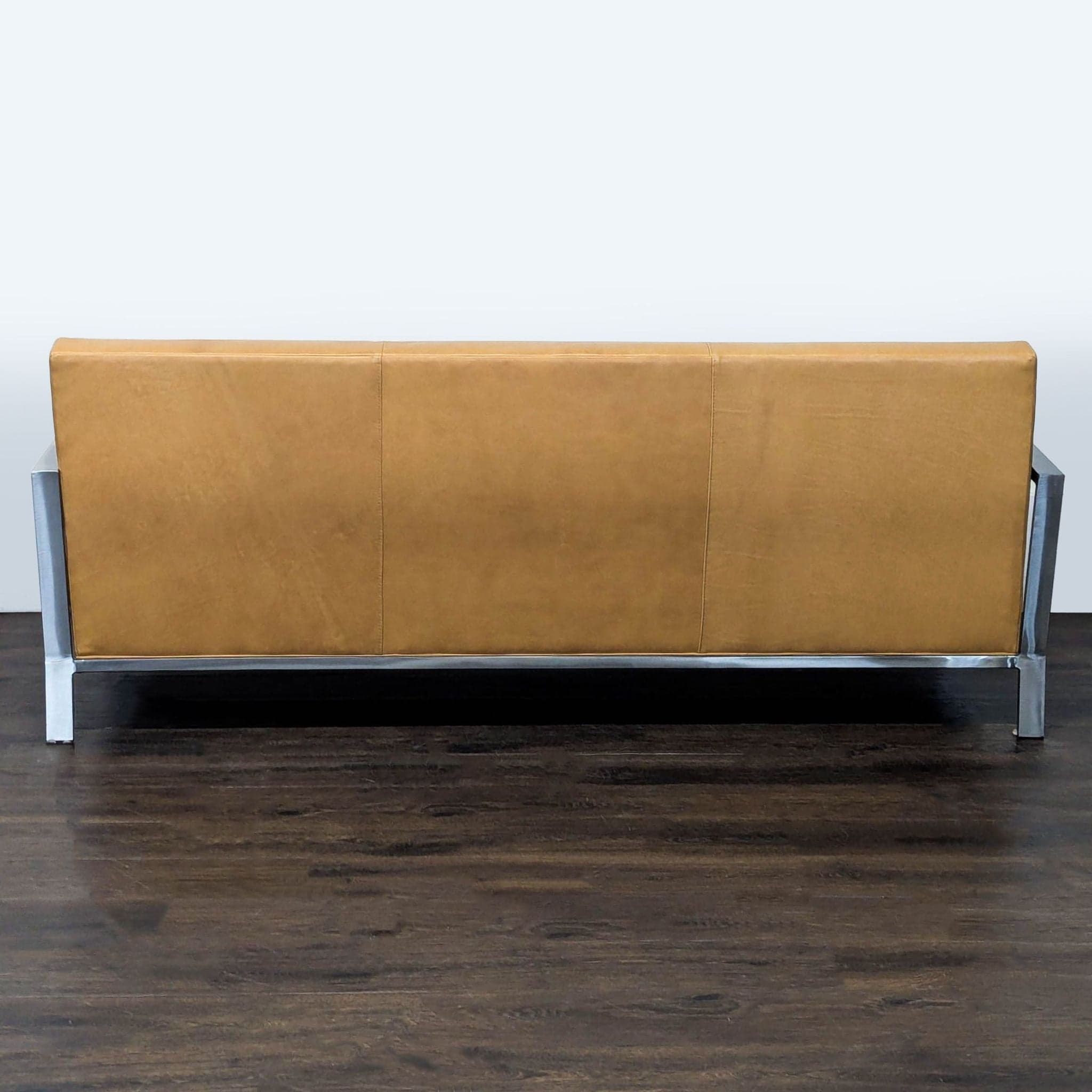 Room & Board Zinc Modern 3-Seat Camel Leather Sofa with Metal Frame - Thumbnail 4
