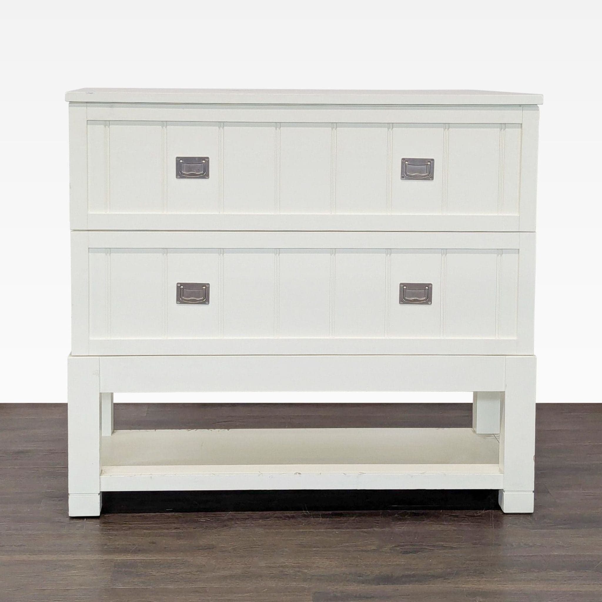 Two Drawer Storage Chest with Shelf