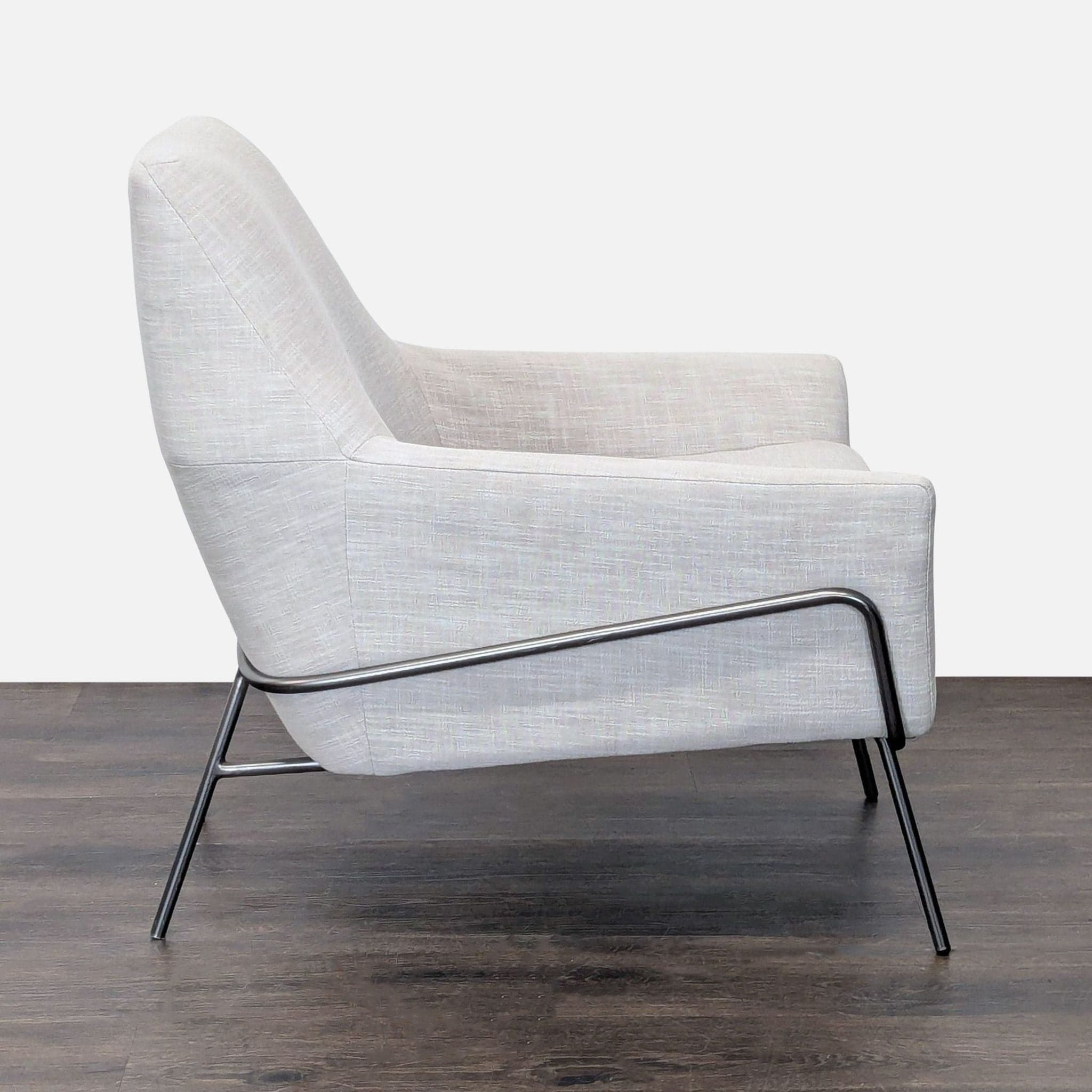 West Elm Contemporary Lounge Accent Chair in Oatmeal Upholstery - Thumbnail 8