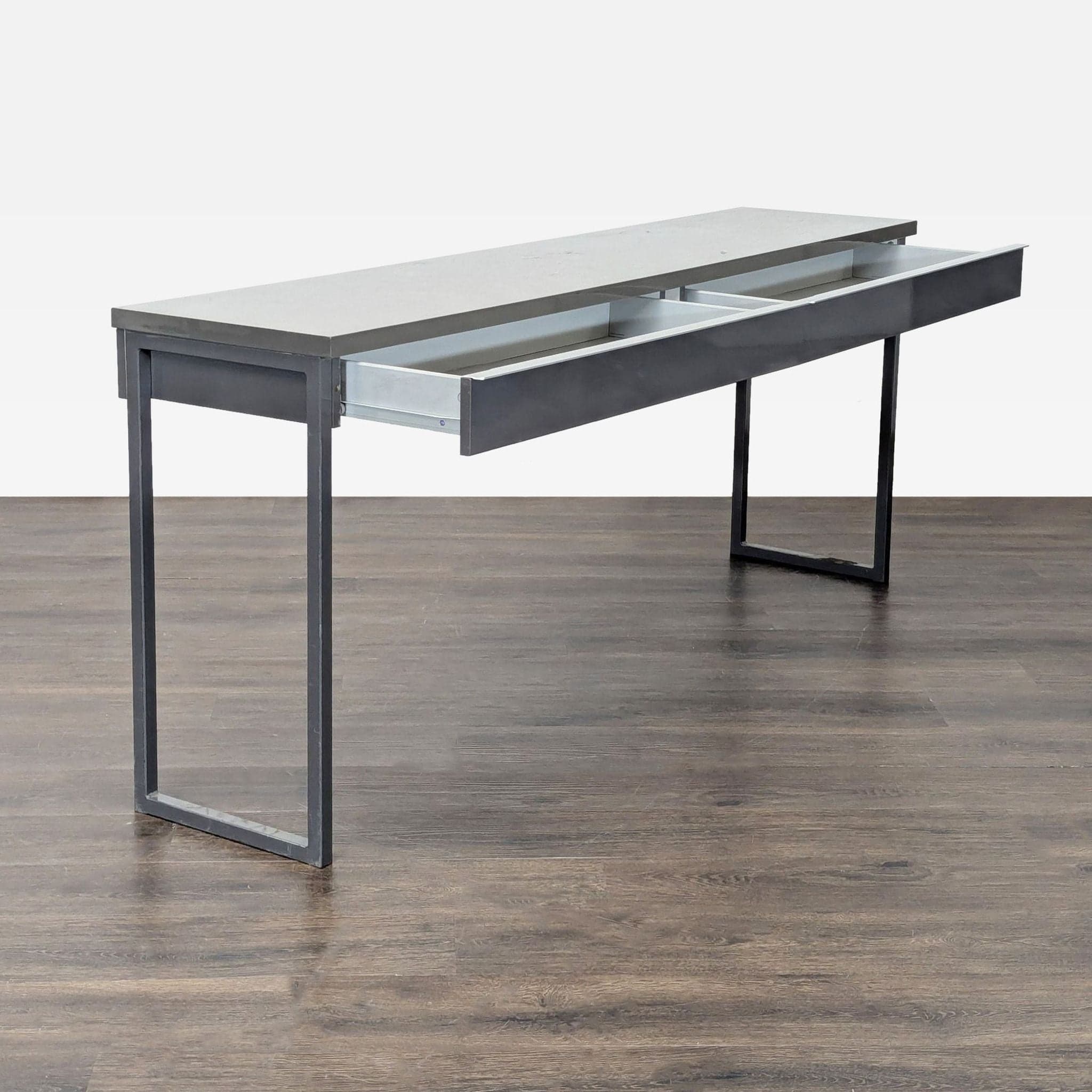 Ikea Bestå Modern Gray Desk with Metal Frame and Dual Drawers - Thumbnail 2