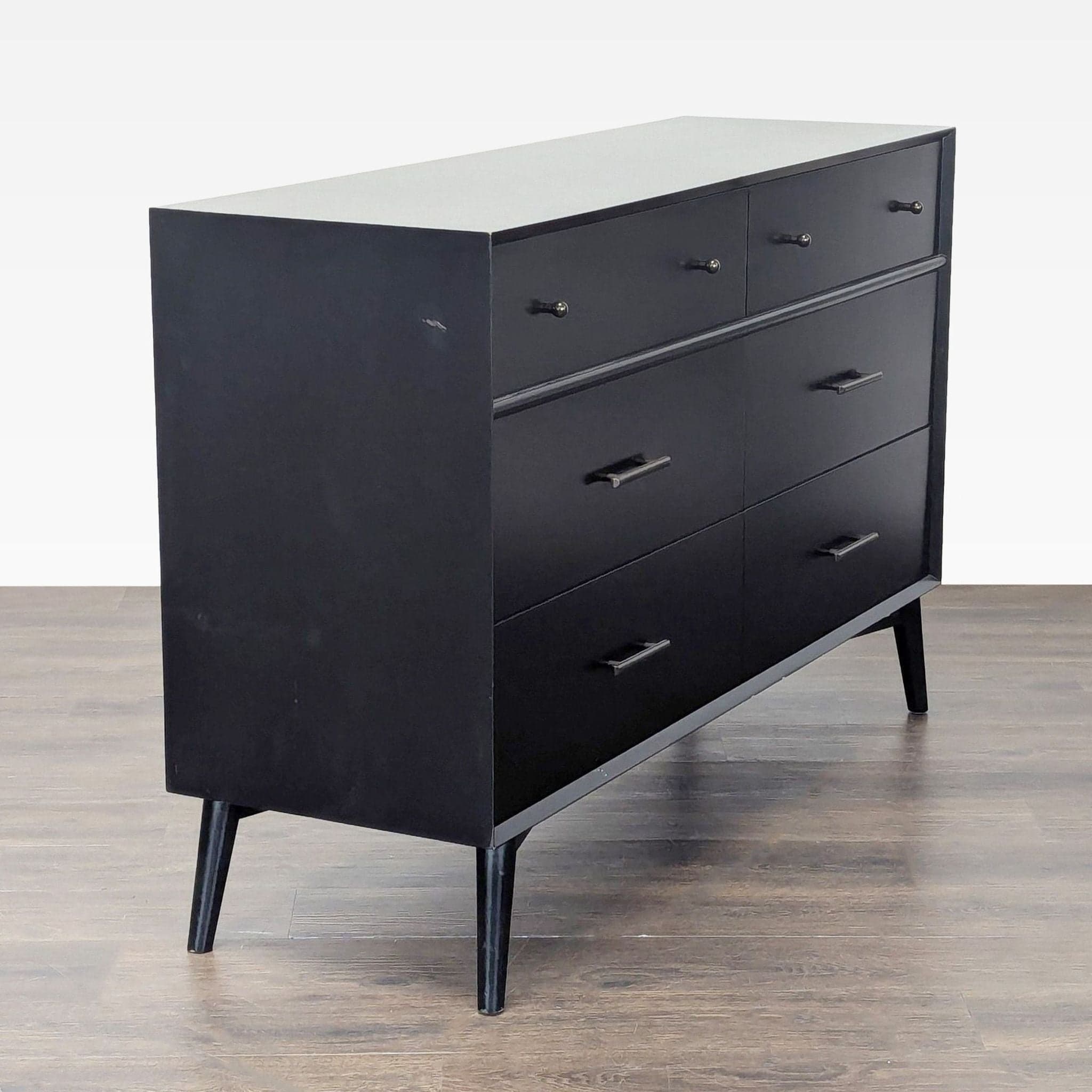 Living Spaces Modern Black 6-Drawer Dresser with Metal Handles - Thumbnail 10
