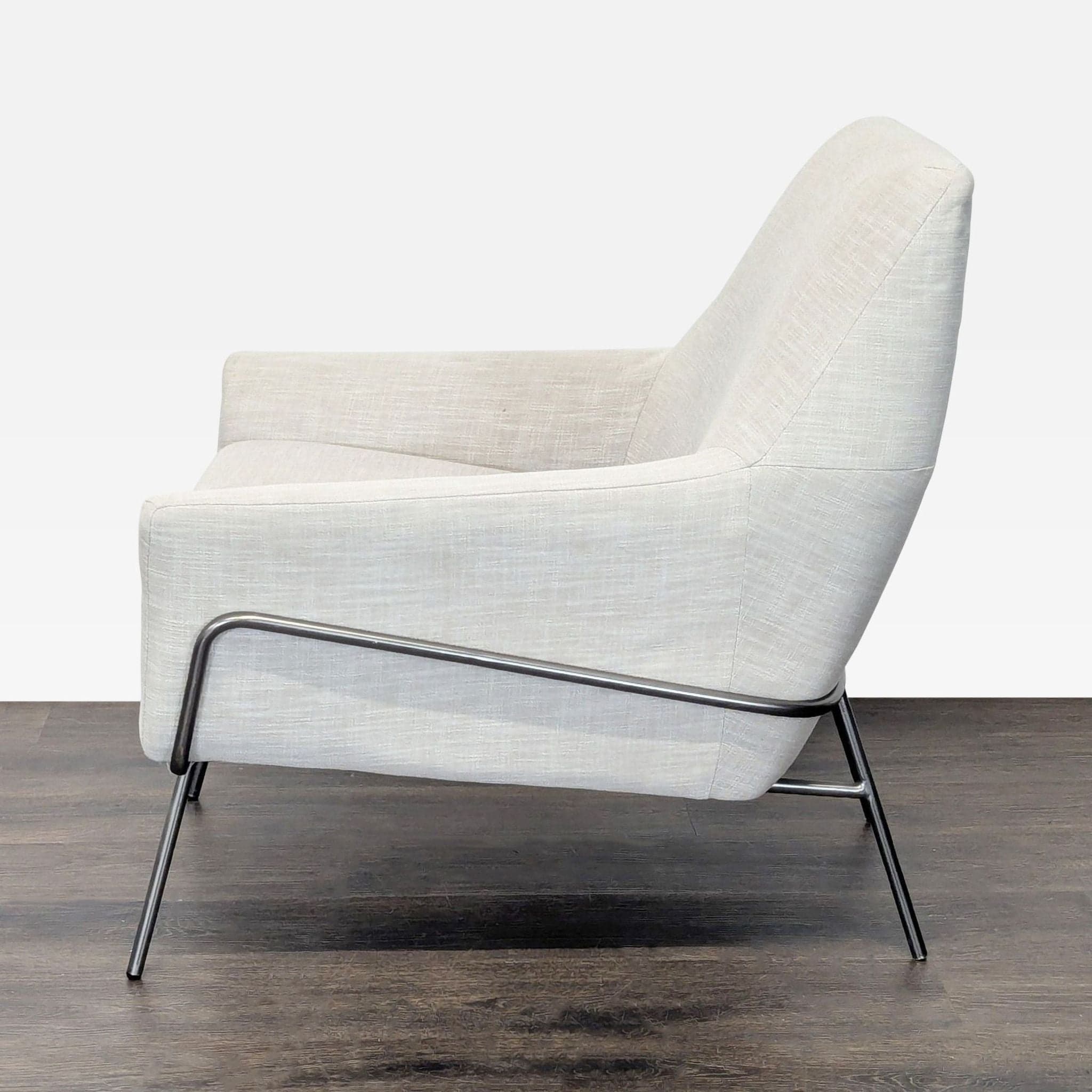 West Elm Contemporary Lounge Accent Chair in Oatmeal Upholstery - Thumbnail 7