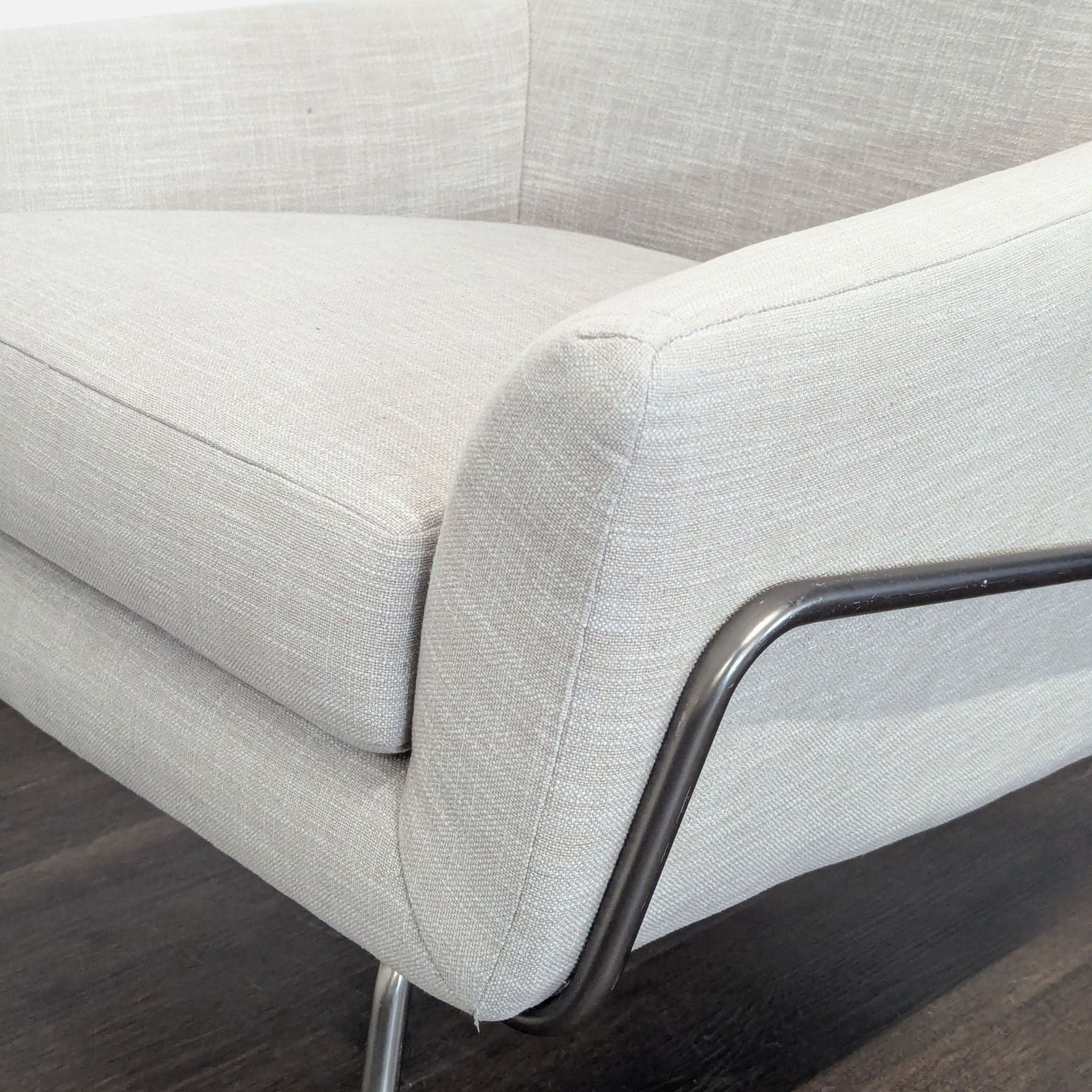 West Elm Contemporary Lounge Accent Chair in Oatmeal Upholstery - Thumbnail 4