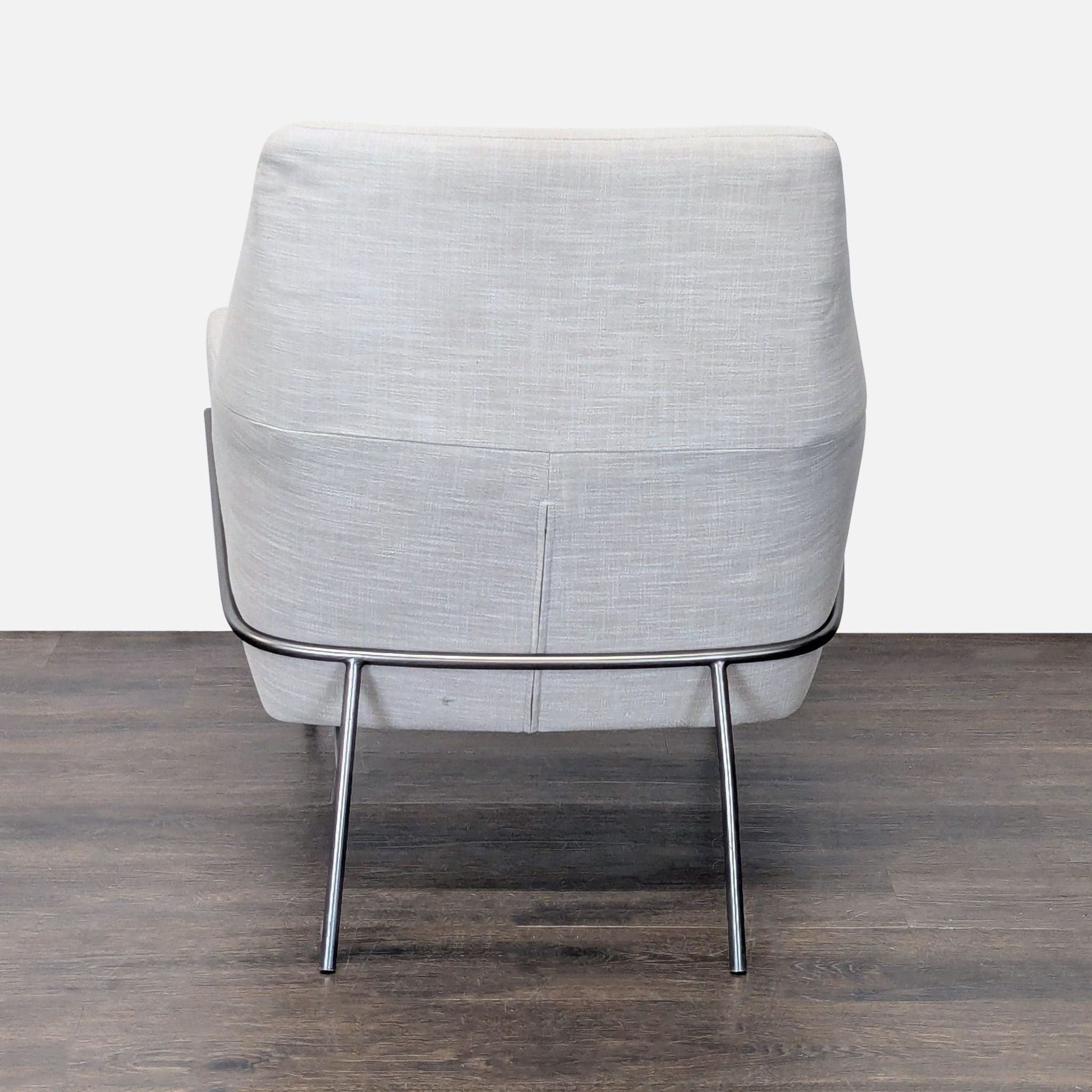 West Elm Contemporary Lounge Accent Chair in Oatmeal Upholstery - Thumbnail 3