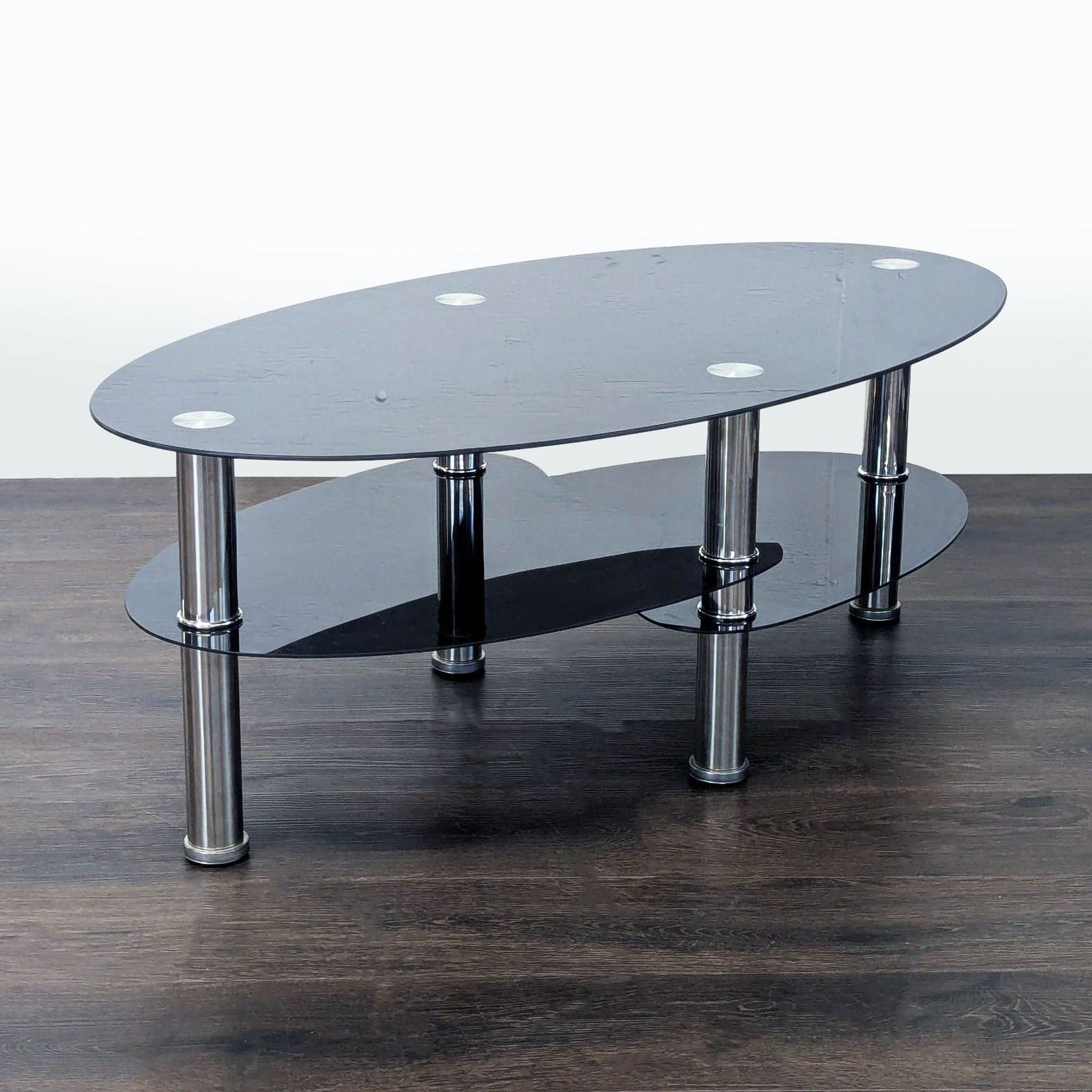 Three Tier Glass and Metal Coffee Table - Thumbnail 2