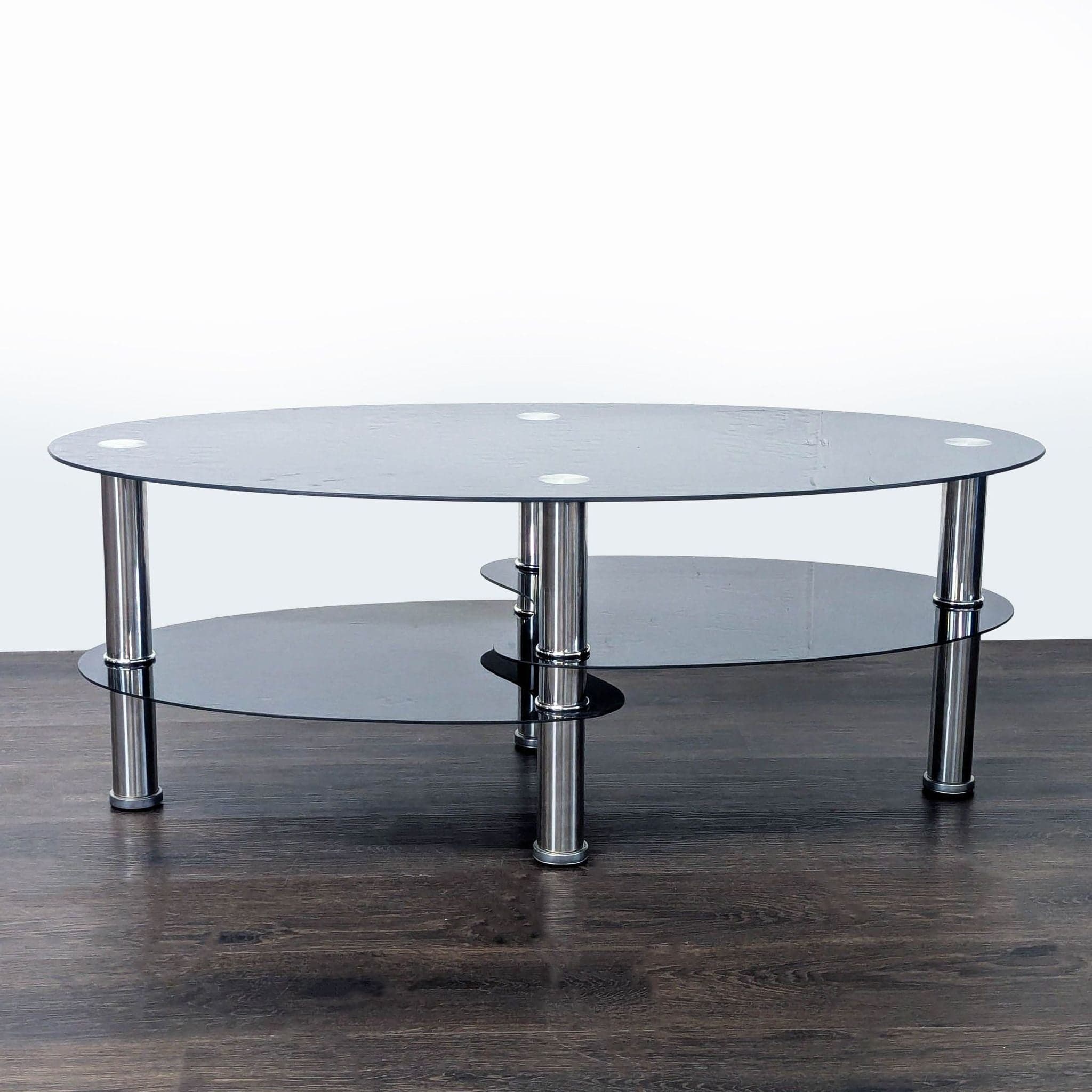 Three Tier Glass and Metal Coffee Table - Thumbnail 4