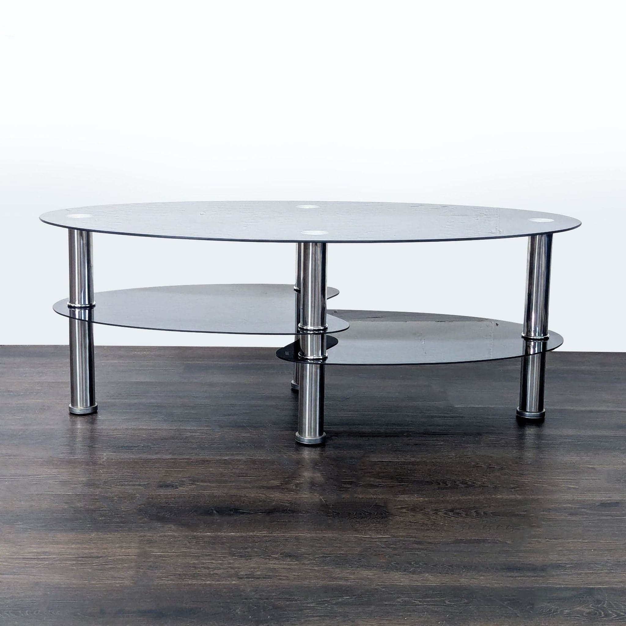 Three Tier Glass and Metal Coffee Table