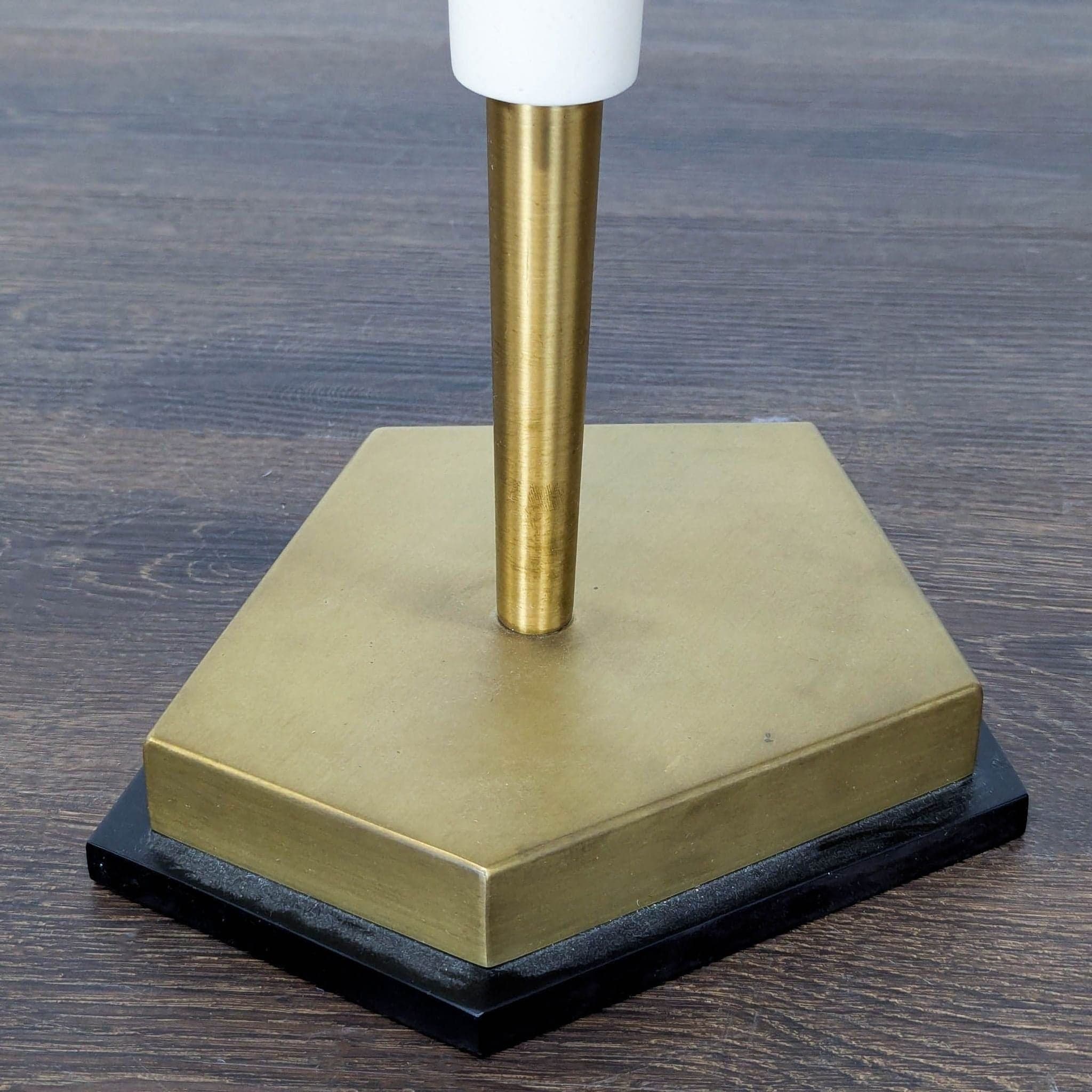 Asymetrical Pentagon Drinks Table with a Brass Pedestal Base - Thumbnail 7
