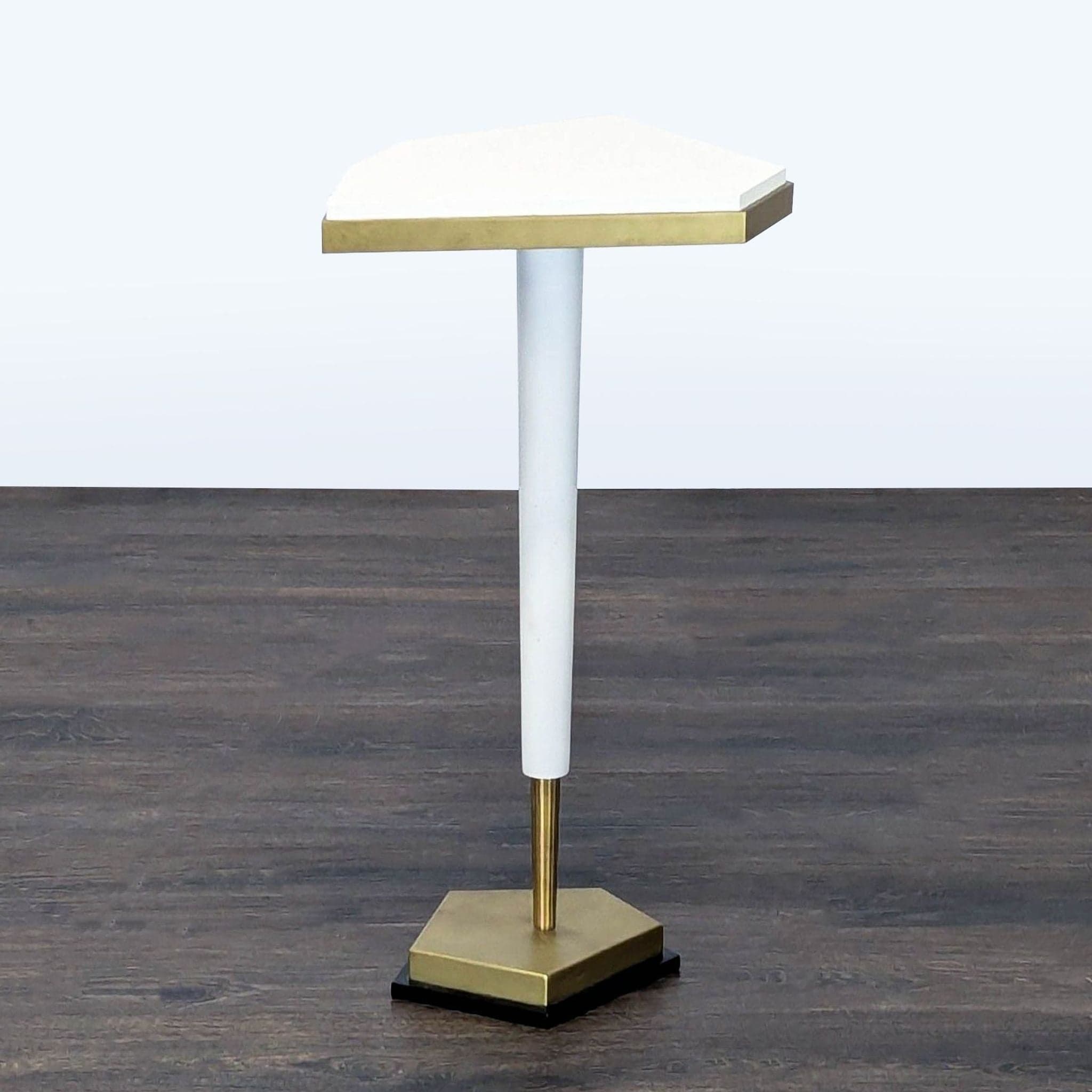 Asymetrical Pentagon Drinks Table with a Brass Pedestal Base - Thumbnail 4