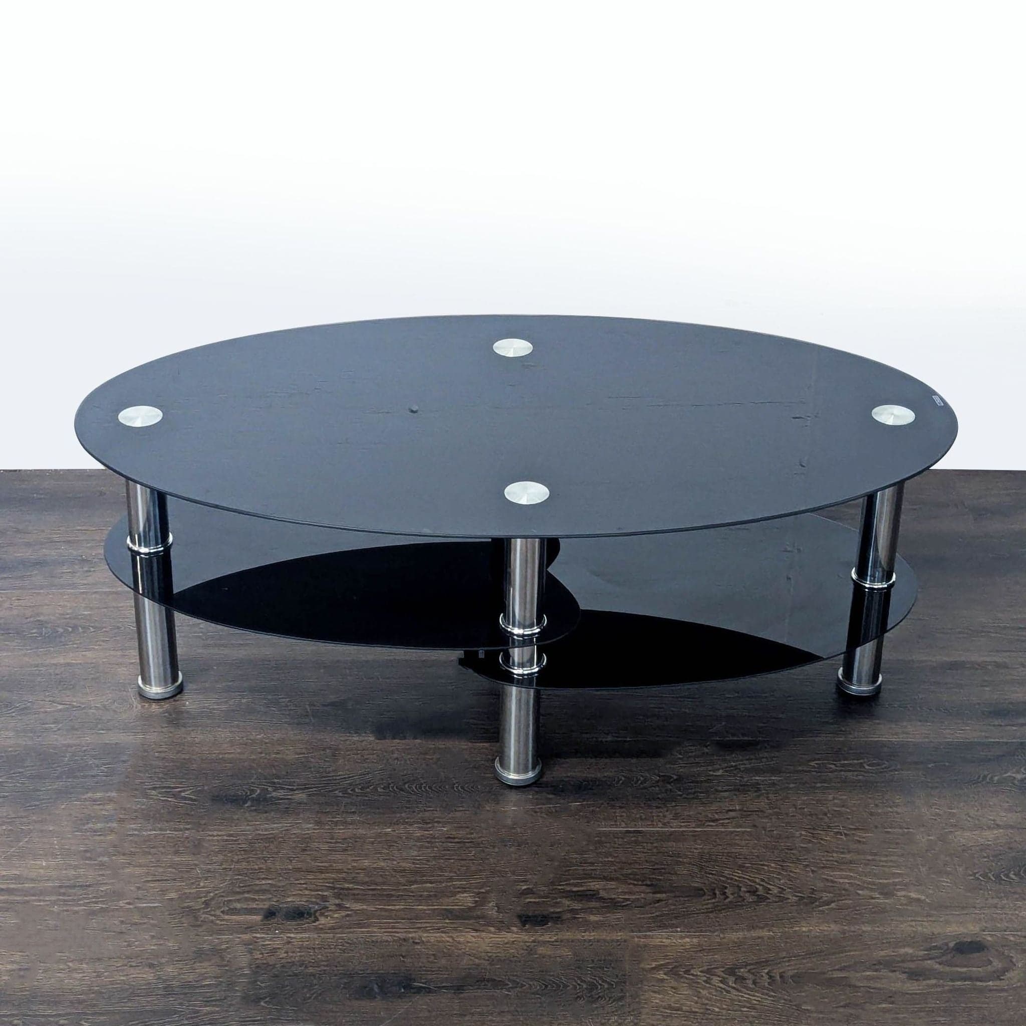 Three Tier Glass and Metal Coffee Table - Thumbnail 5