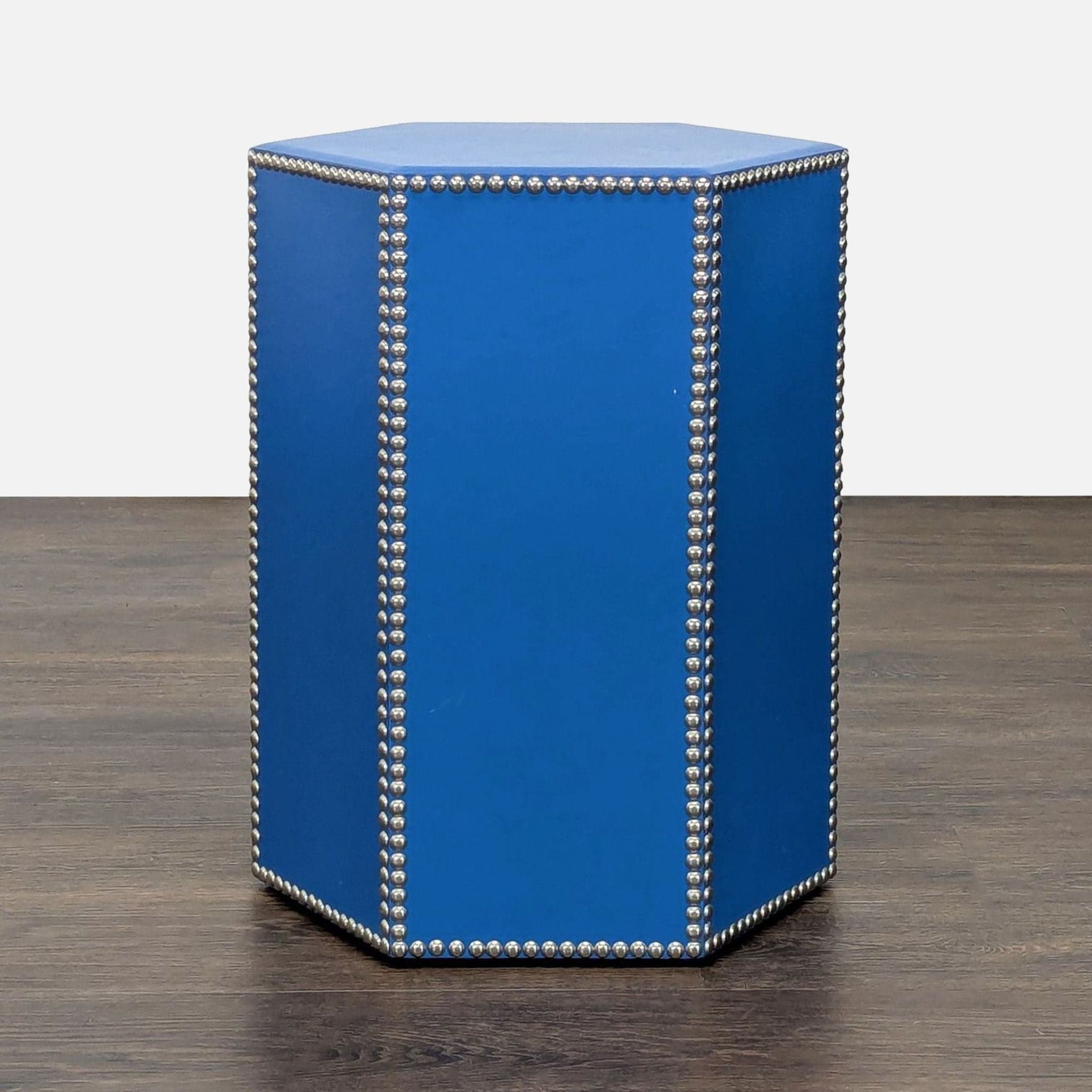 Wisteria Blue Hide Stool