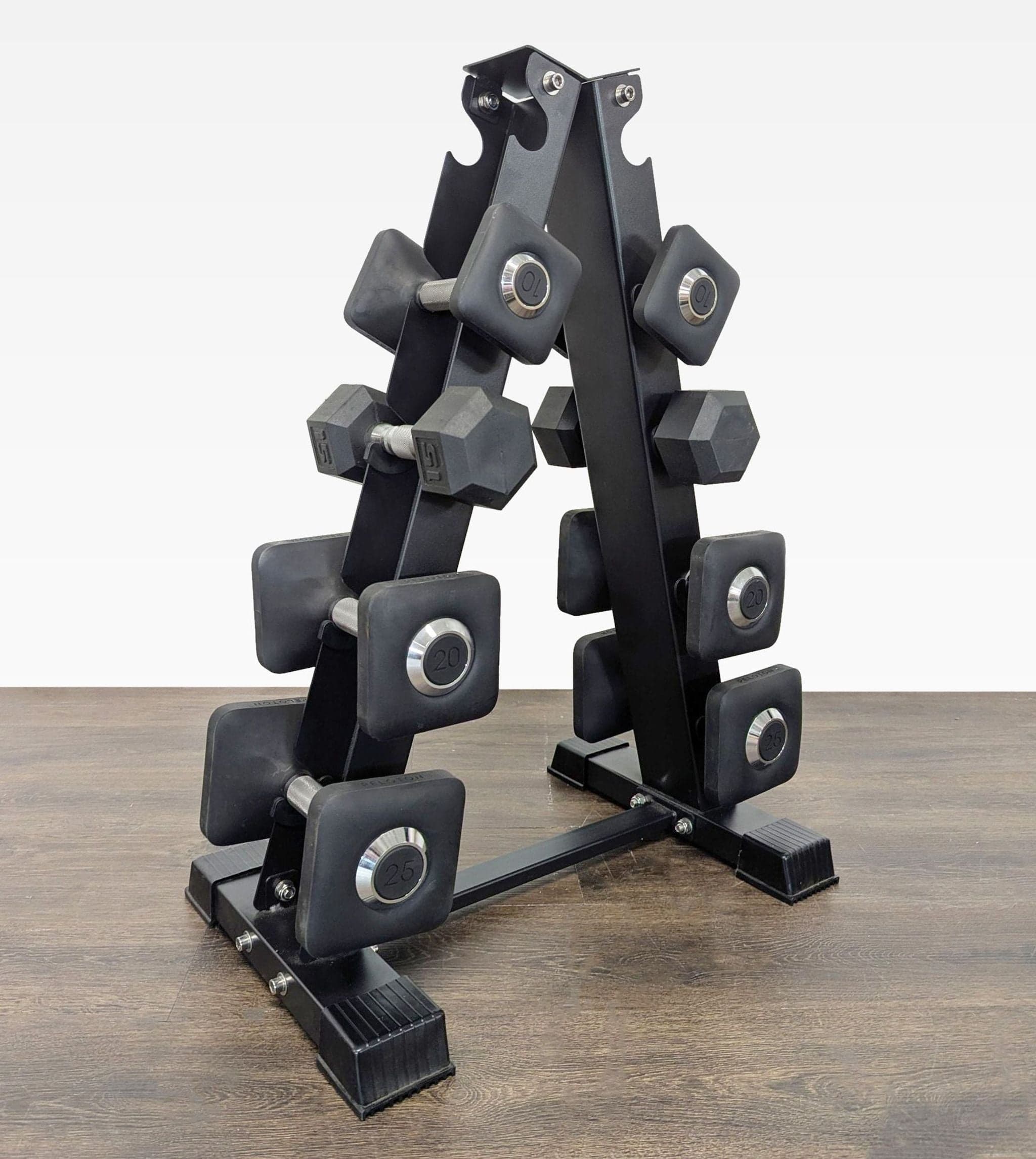 Peloton Dumbbell Set with Rack - 10lb to 25lb Weights, Gym Equipment