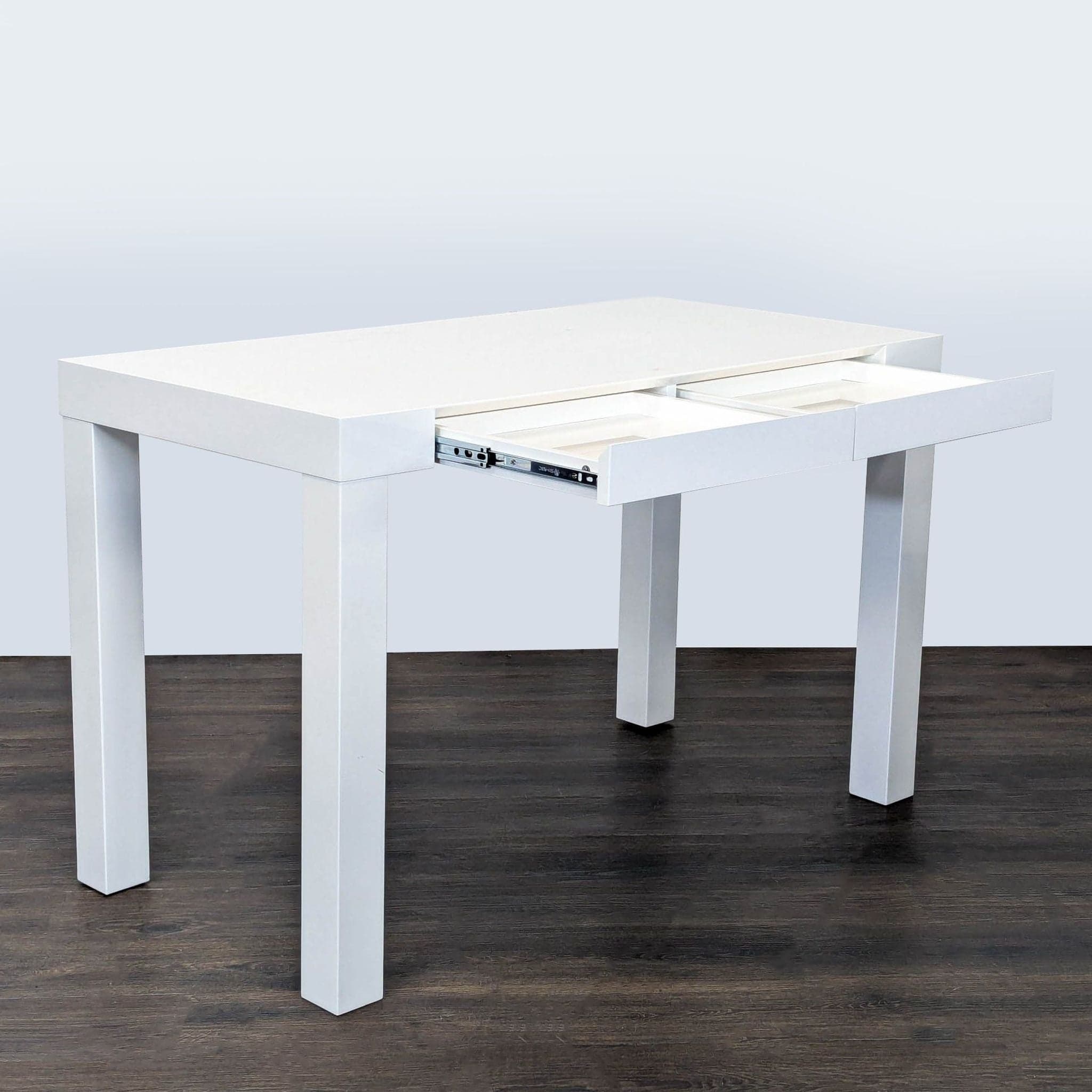 West Elm White Minimalist Desk with Two Drawers - Thumbnail 2