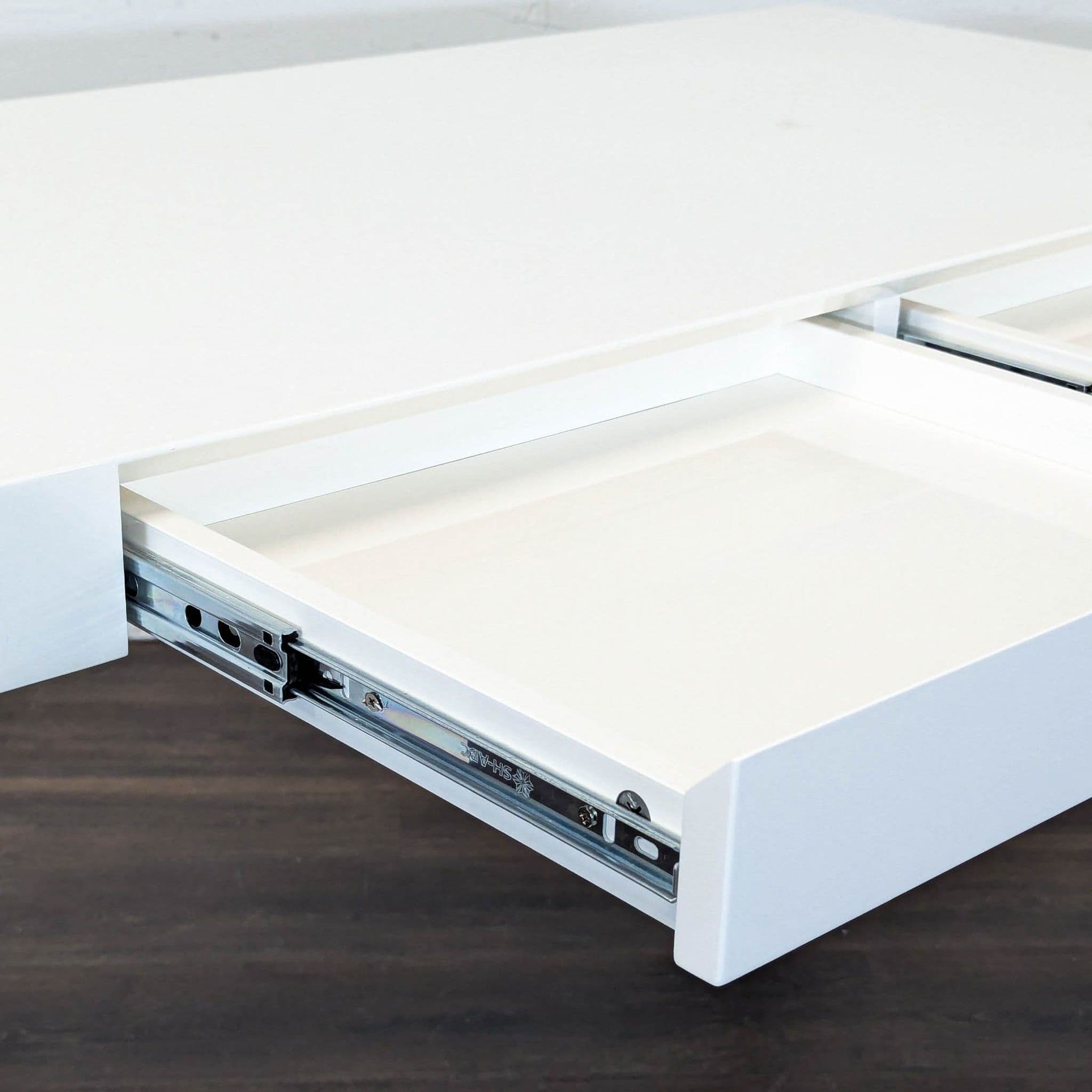 West Elm White Minimalist Desk with Two Drawers - Thumbnail 8