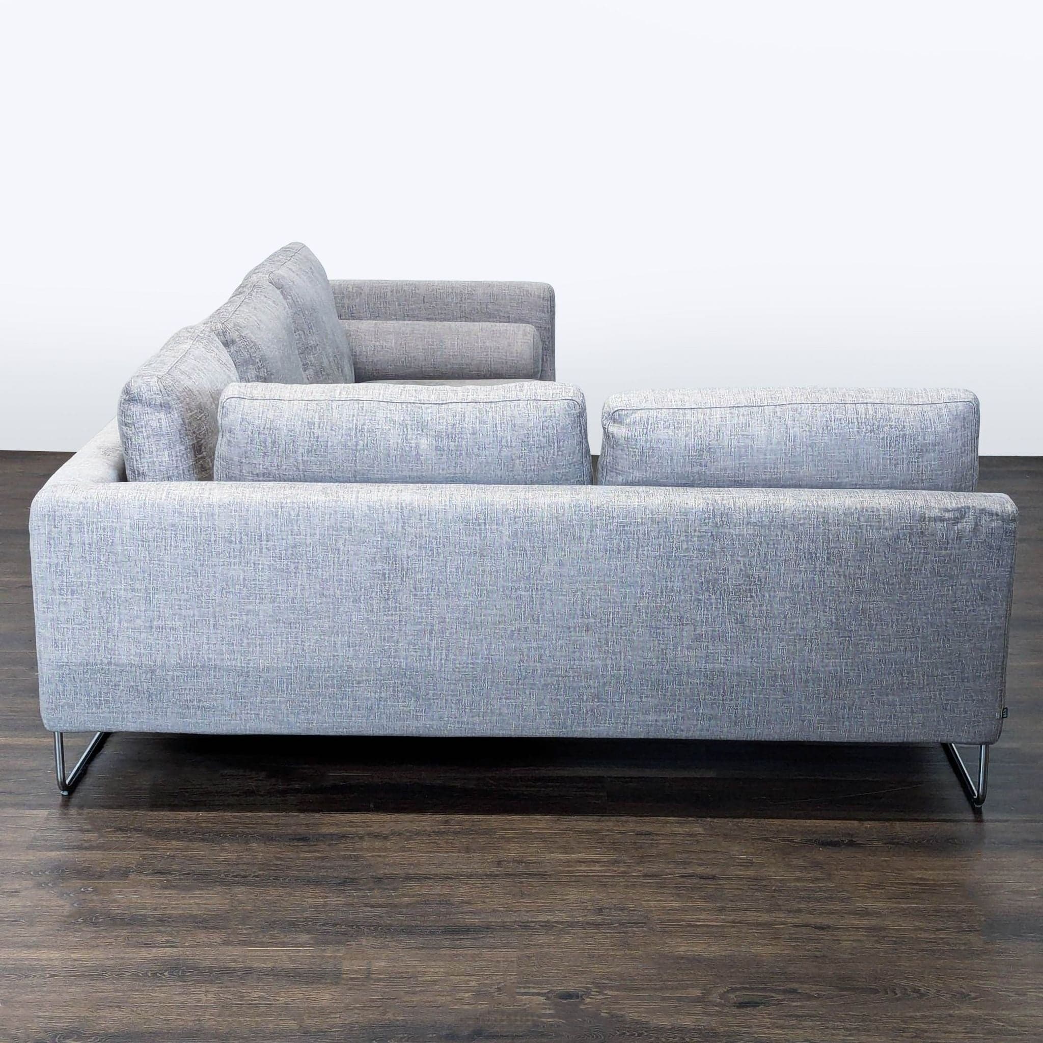 Benson Canyan Modern Gray Sectional Sofa with Metal Legs - Thumbnail 3