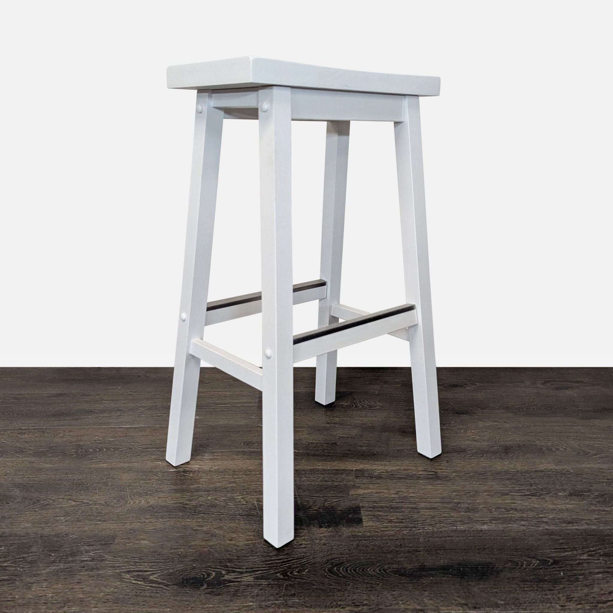 Solid Wood Saddle-Seat Counter Stool - Thumbnail 2