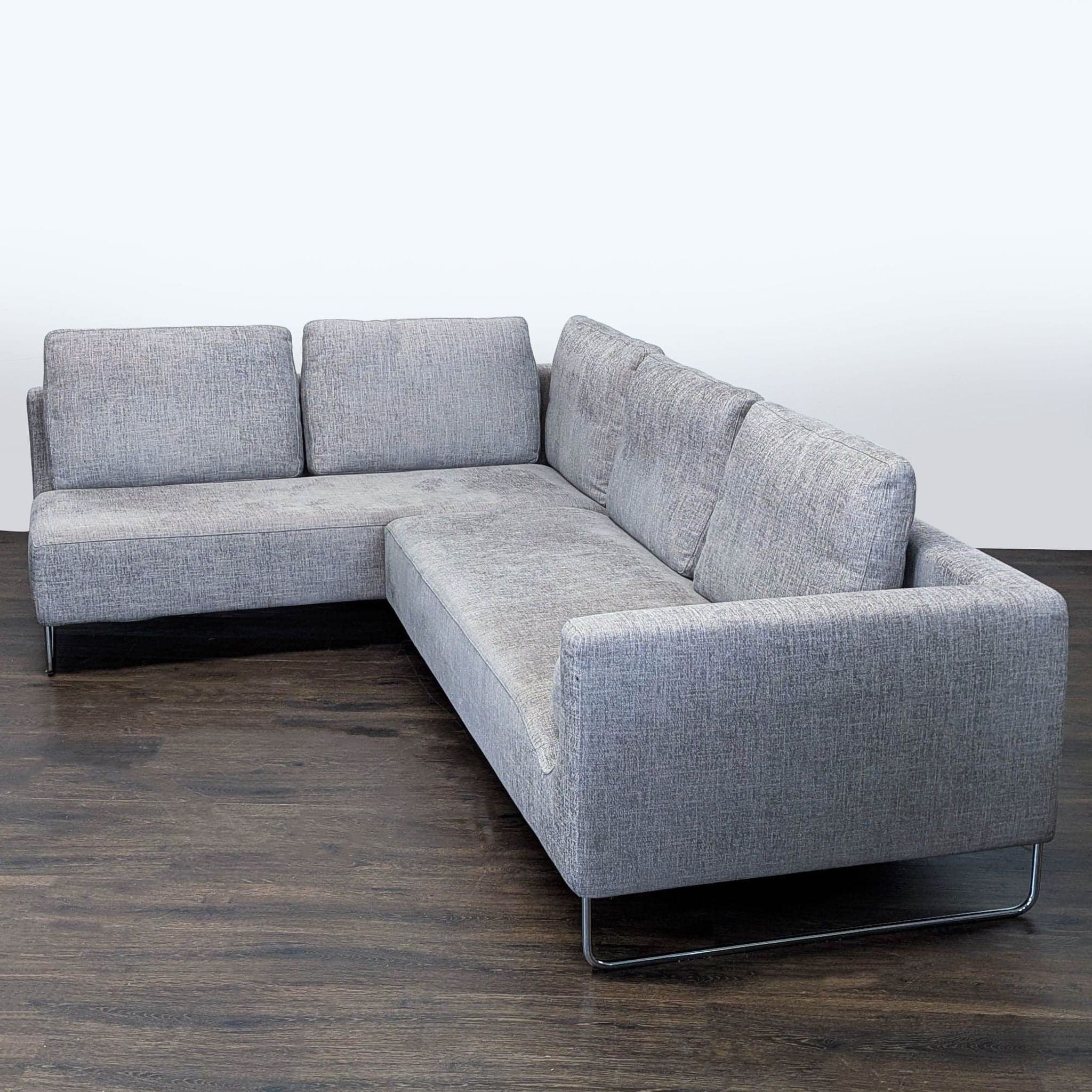 Benson Canyan Modern Gray Sectional Sofa with Metal Legs - Thumbnail 2