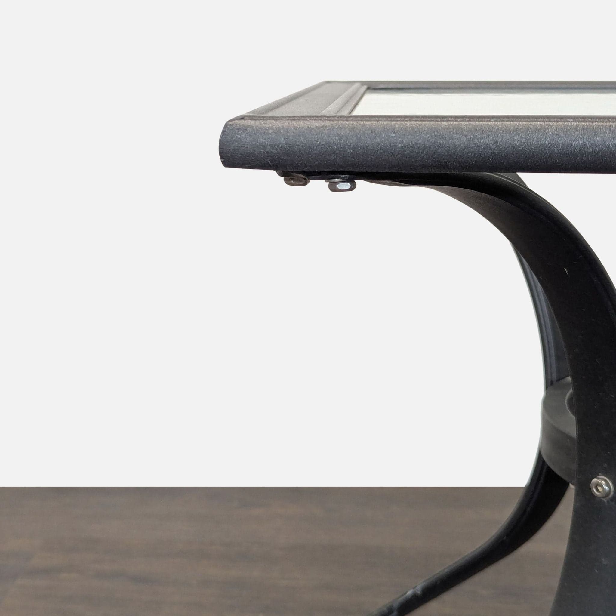 Sturdy Black Metal Square Outdoor Table with Curved Legs - Thumbnail 4