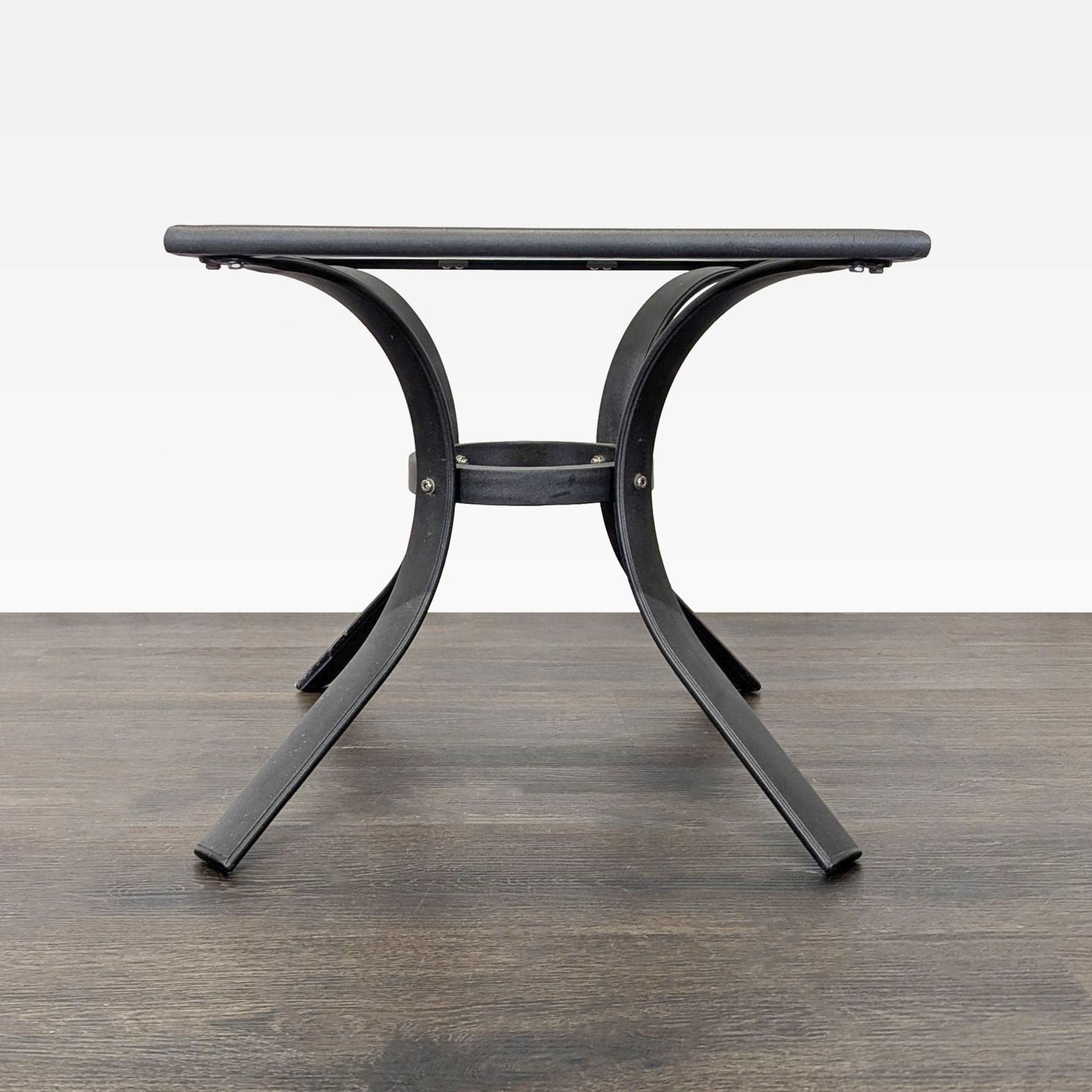 Sturdy Black Metal Square Outdoor Table with Curved Legs - Thumbnail 2