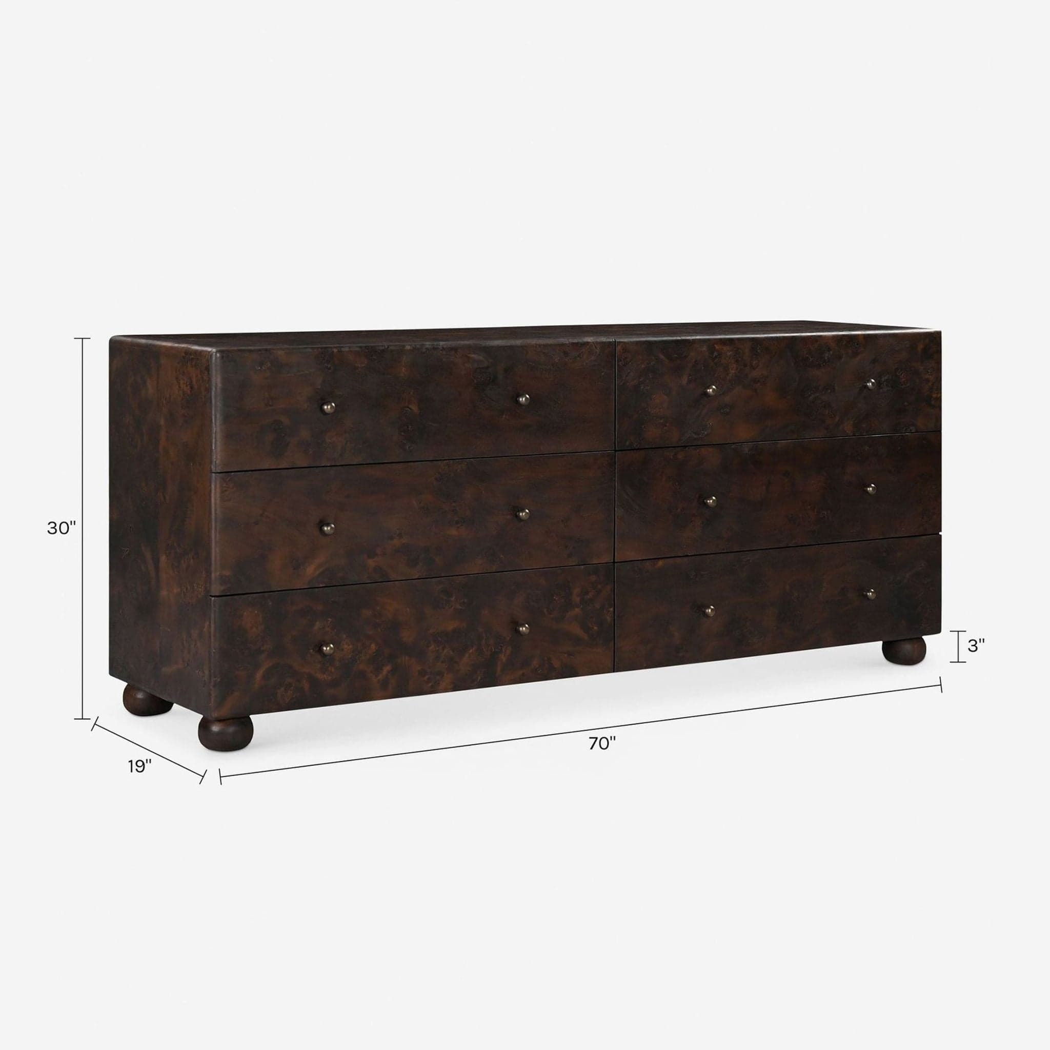 Lulu and Georgia Hobbes Dark Wood 6-Drawer Dresser - Thumbnail 9