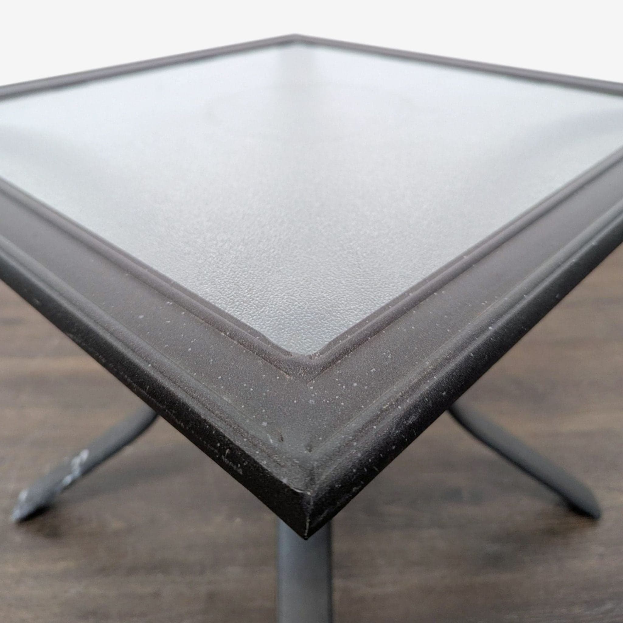 Sturdy Black Metal Square Outdoor Table with Curved Legs - Thumbnail 3