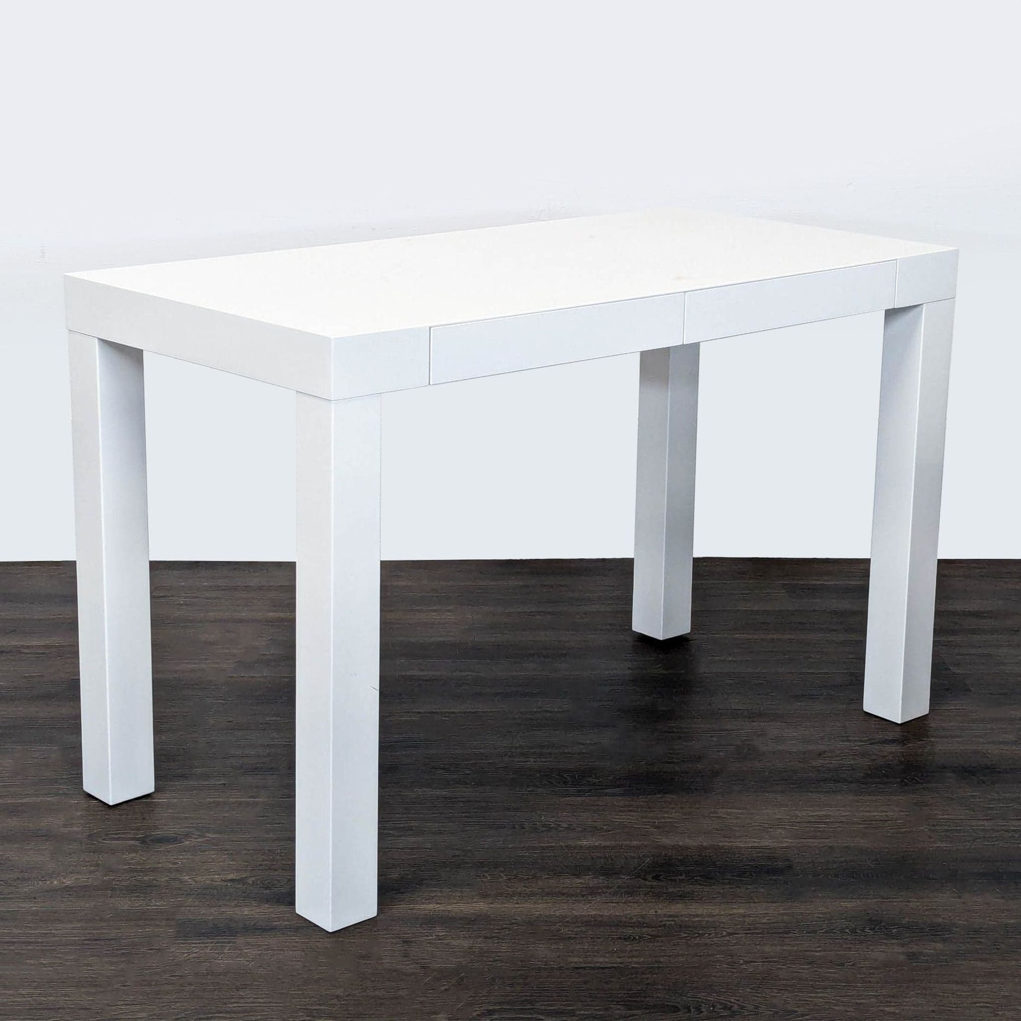 West Elm White Minimalist Desk with Two Drawers - Thumbnail 3