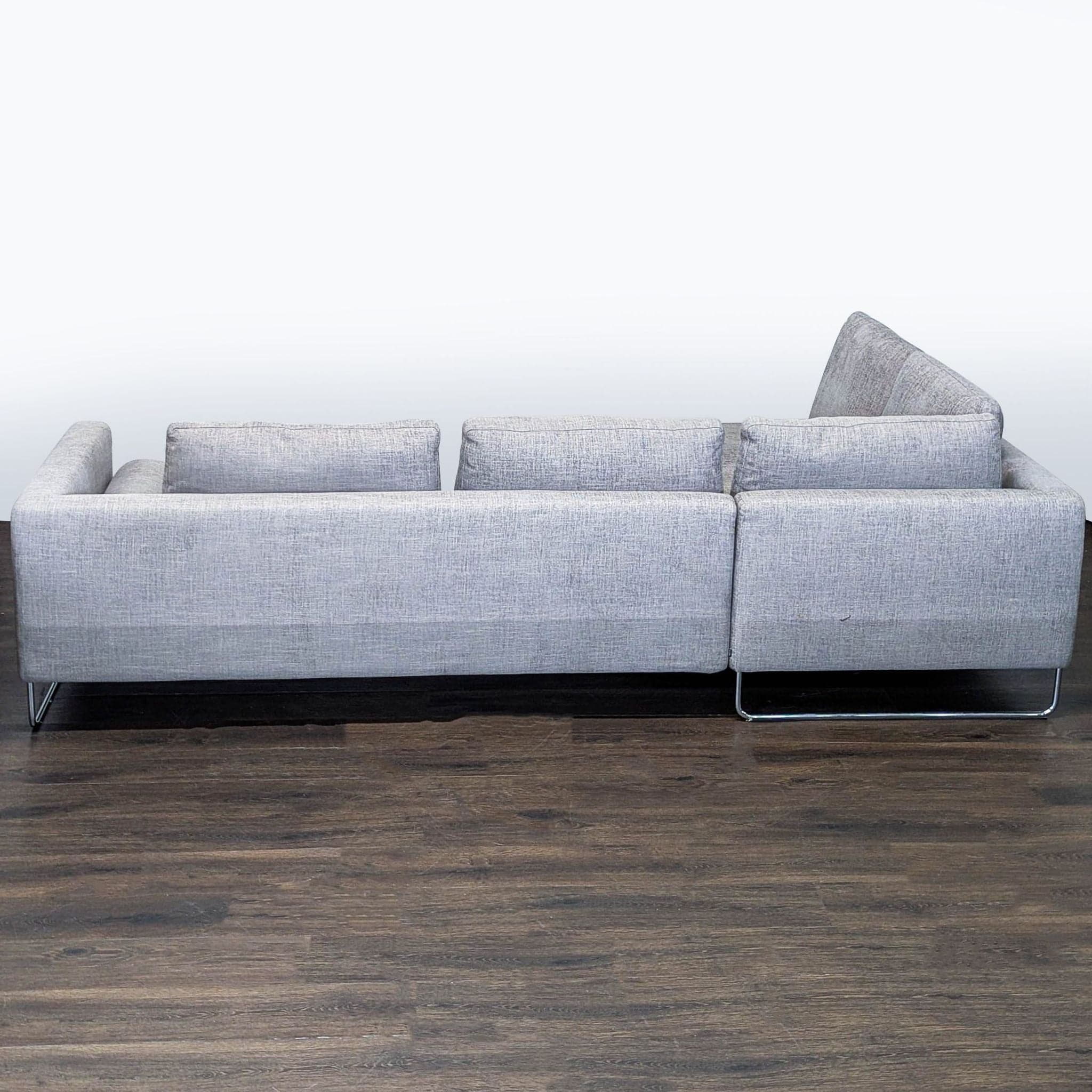 Benson Canyan Modern Gray Sectional Sofa with Metal Legs - Thumbnail 4