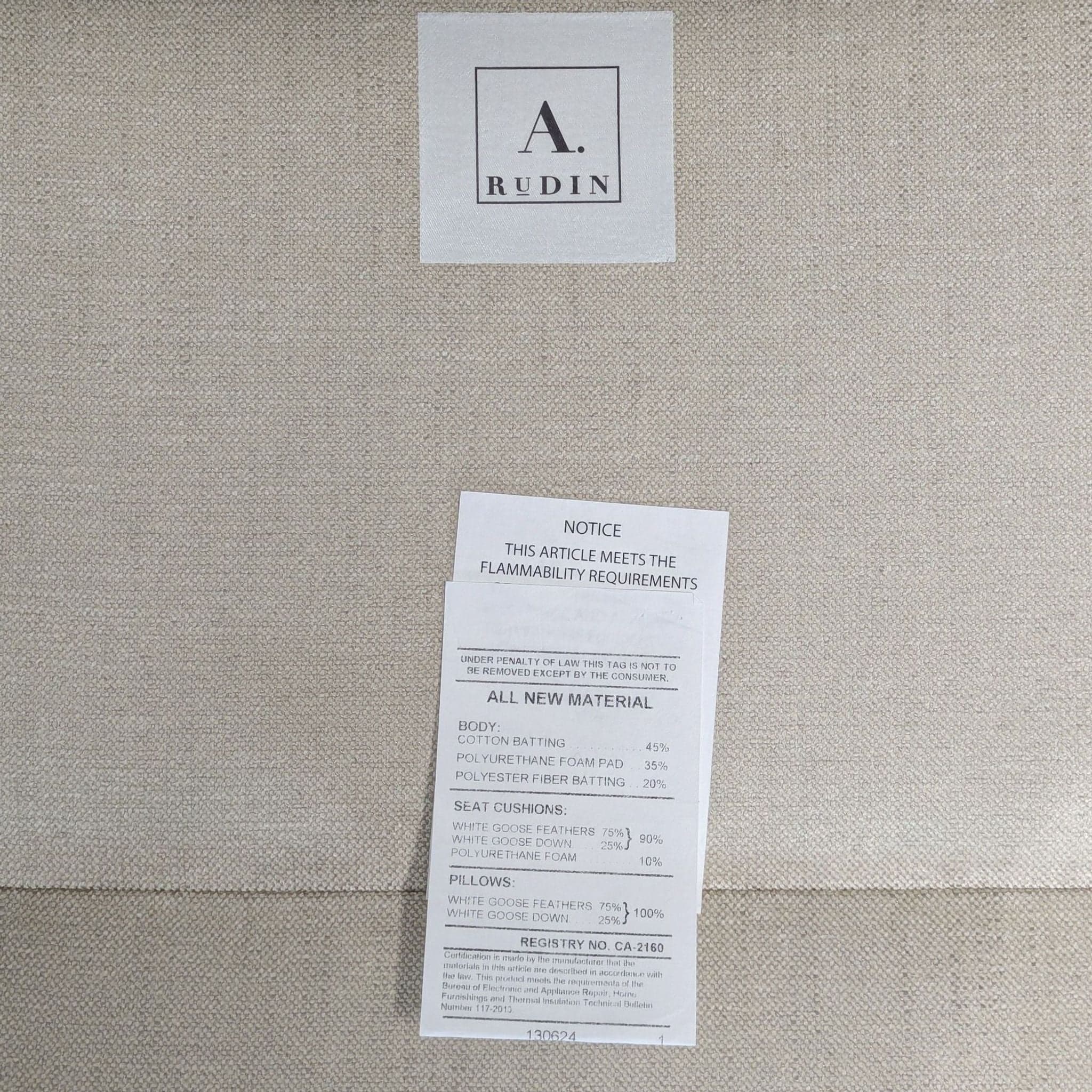 A. Rudin No. 688 Modern Lounge Chair in Cream Fabric - Thumbnail 5