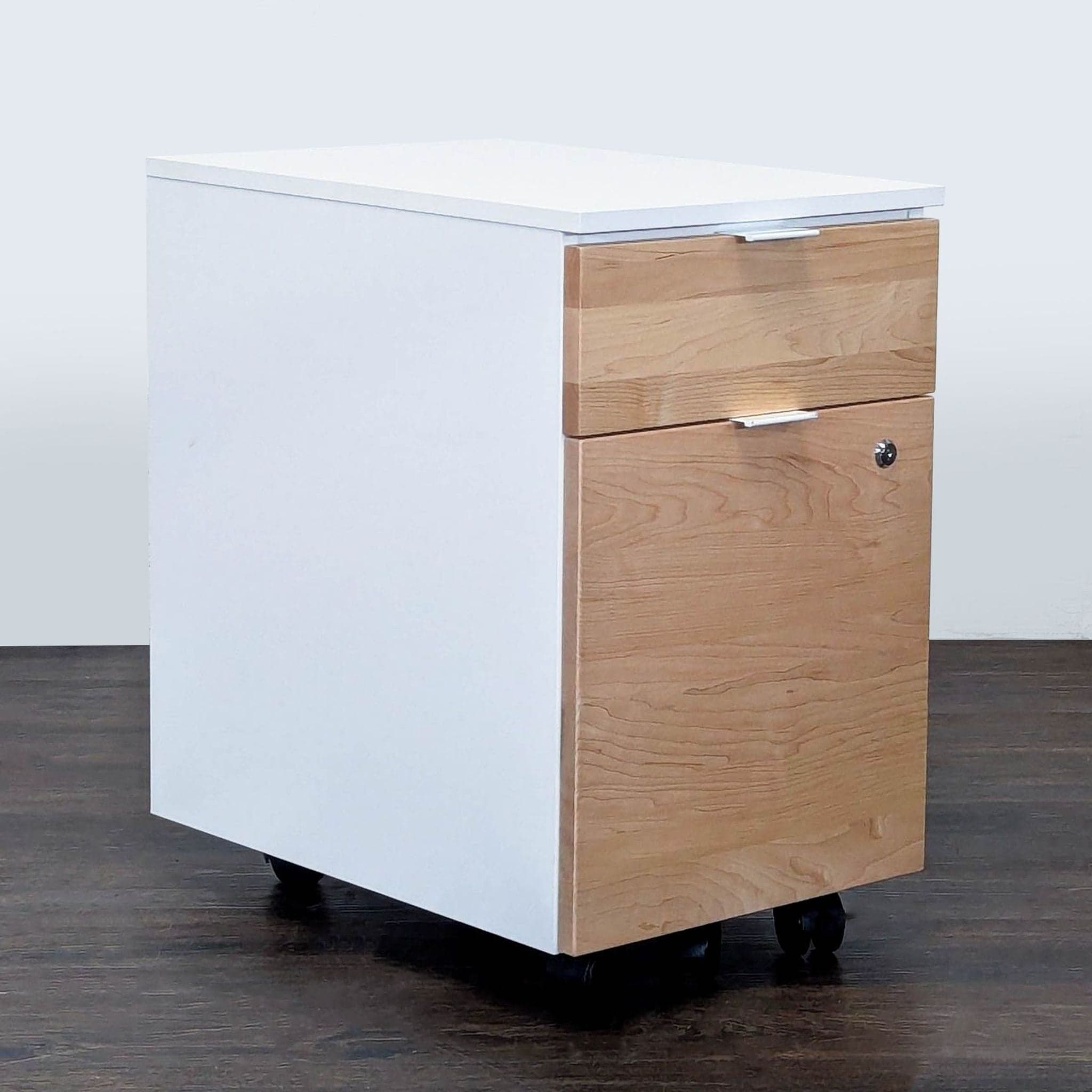 Modern 2-Drawer Mobile Office Cabinet with Lock and Wheels - Thumbnail 2