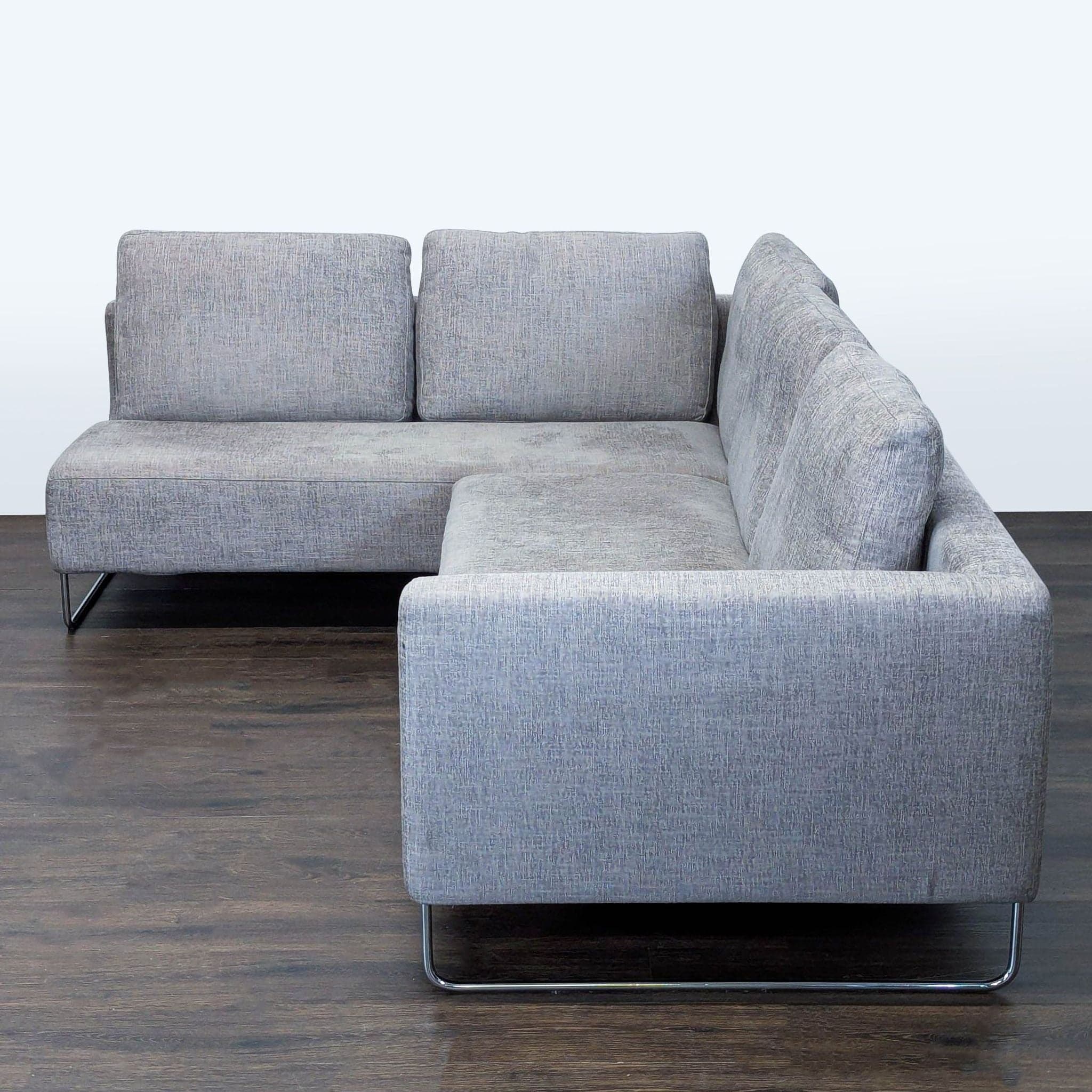 Benson Canyan Modern Gray Sectional Sofa with Metal Legs - Thumbnail 5