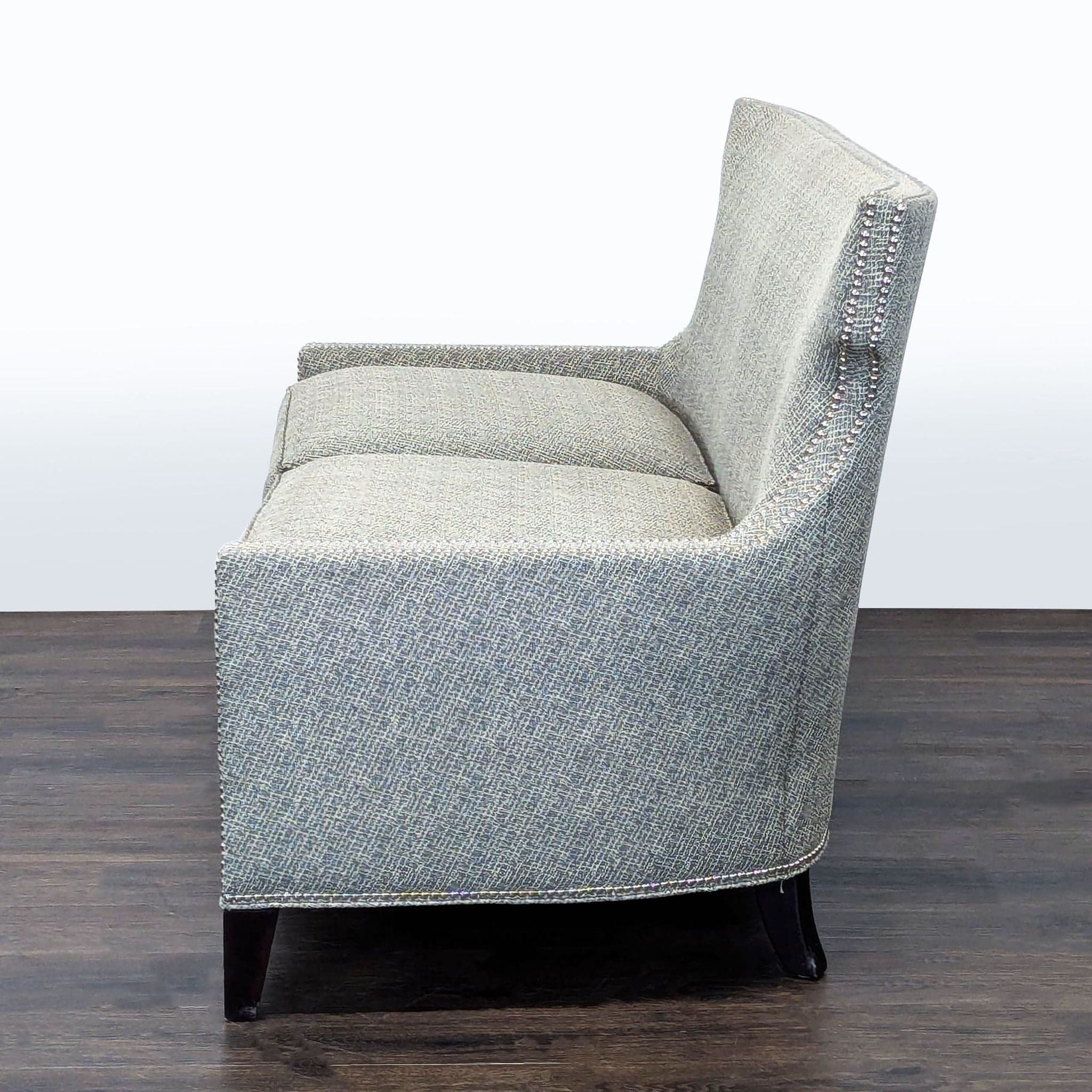 Thomasville Modern Grey Upholstered Loveseat with Nailhead Trim - Thumbnail 5