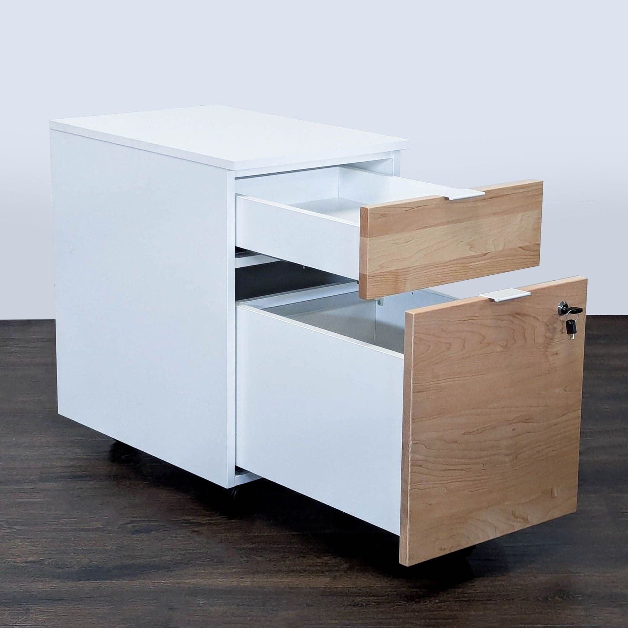 Modern 2-Drawer Mobile Office Cabinet with Lock and Wheels - Thumbnail 6